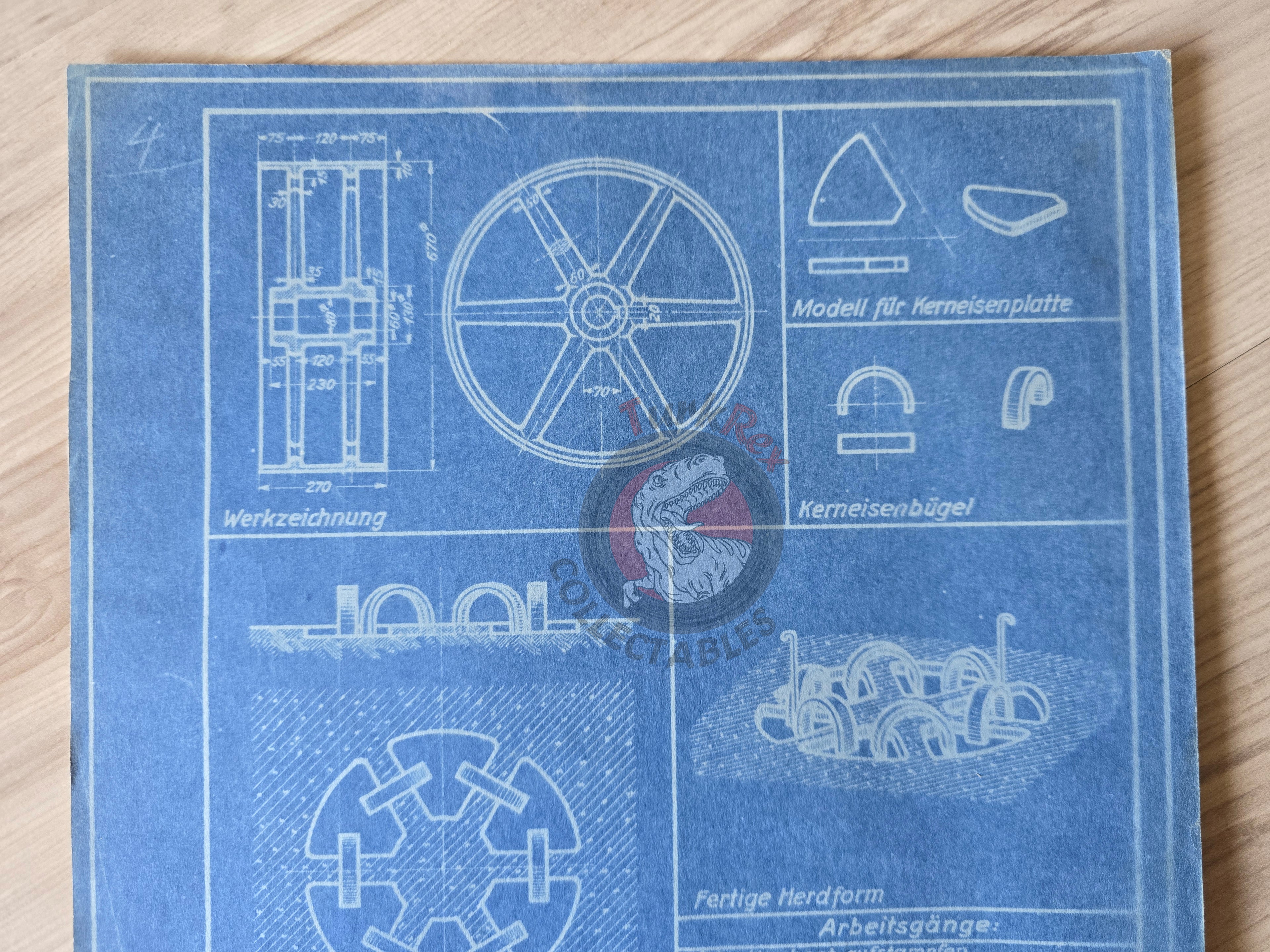 Ottoman German Technical Drawing Blueprint Pulley DATSCH 1920s