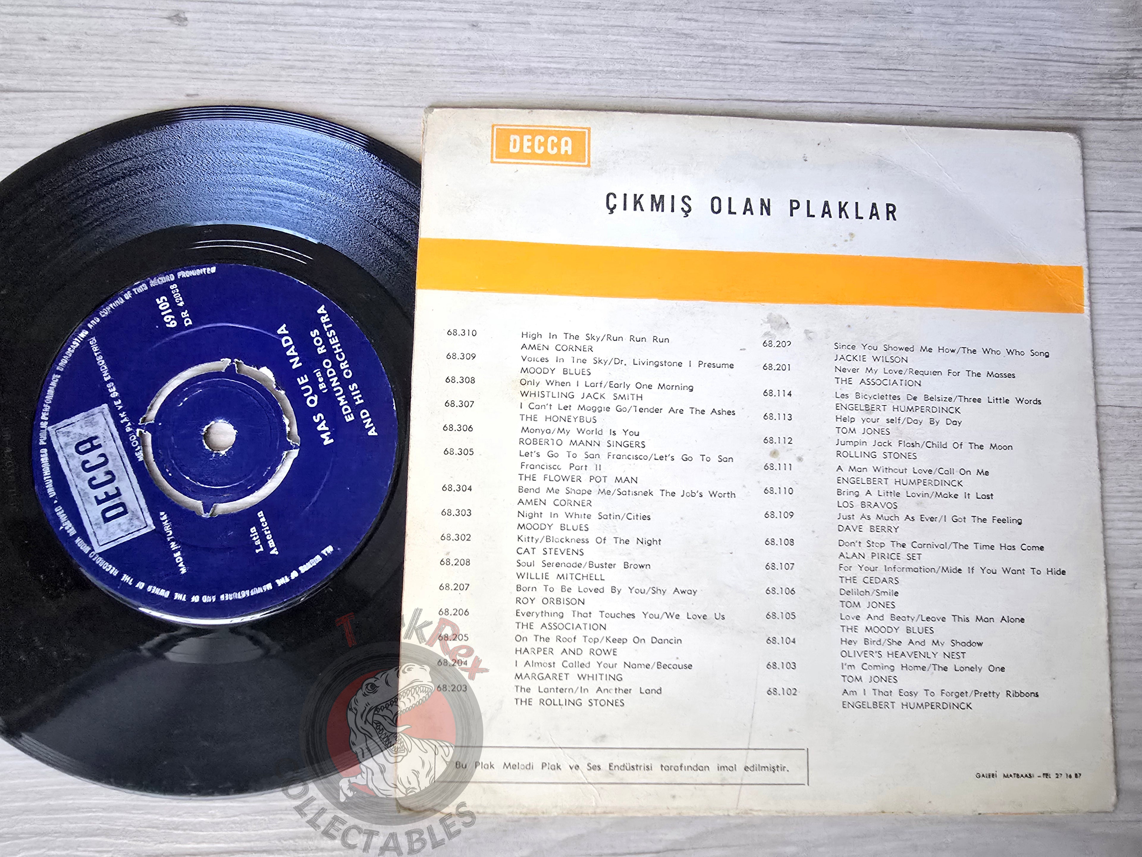 Edmundo Ros – Cumana 7" Turkish Pressing Vinyl Turkey Edition