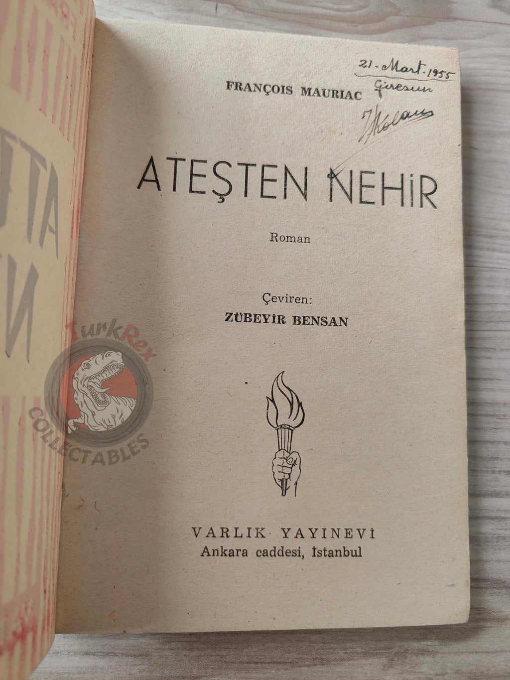 François Mauriac – The River of Fire 1955 1st Turkish Book Turkey