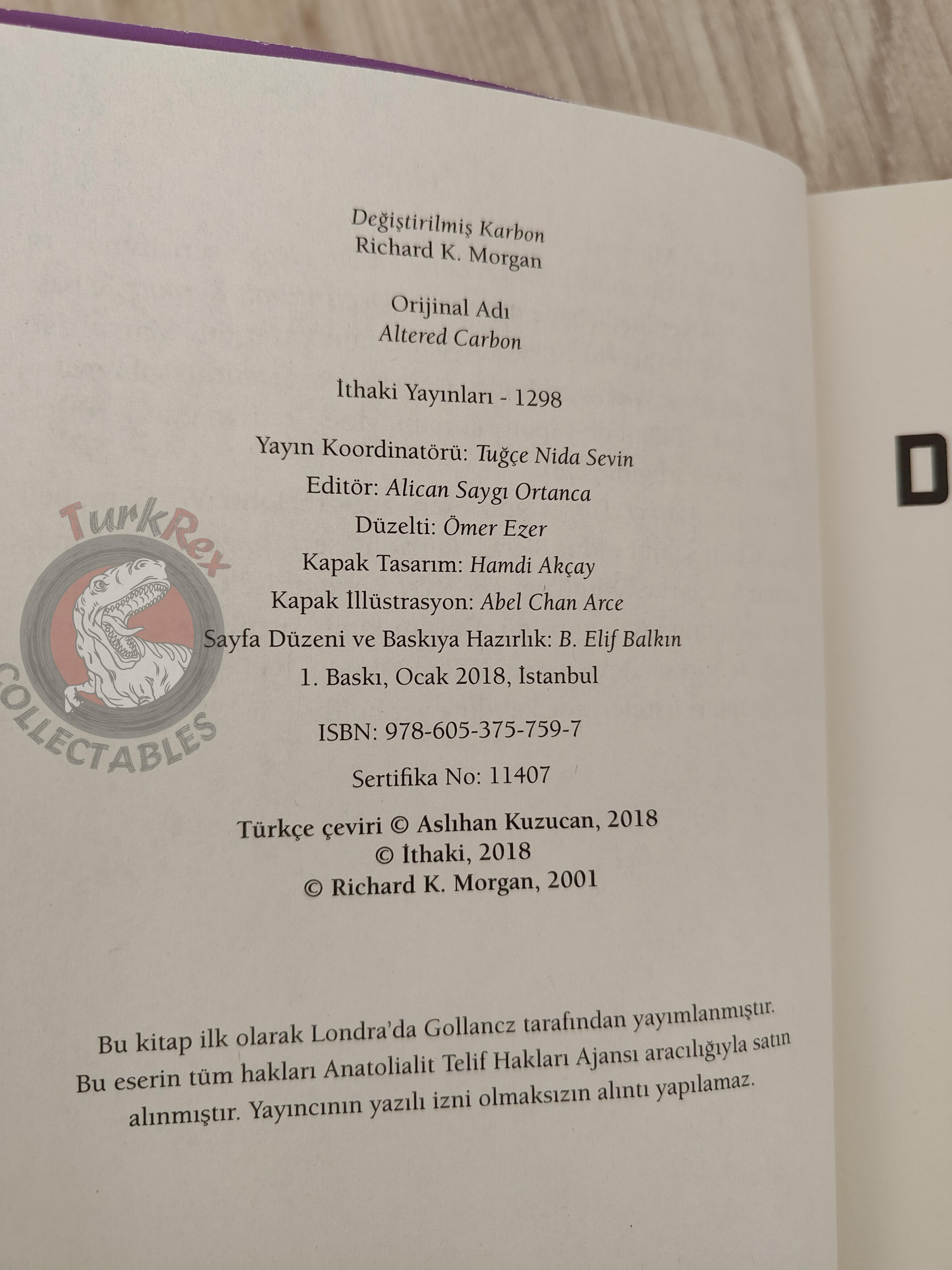 Richard K. Morgan – Altered Carbon 2018 1st Turkish Book Turkey Takeshi Kovacs Series