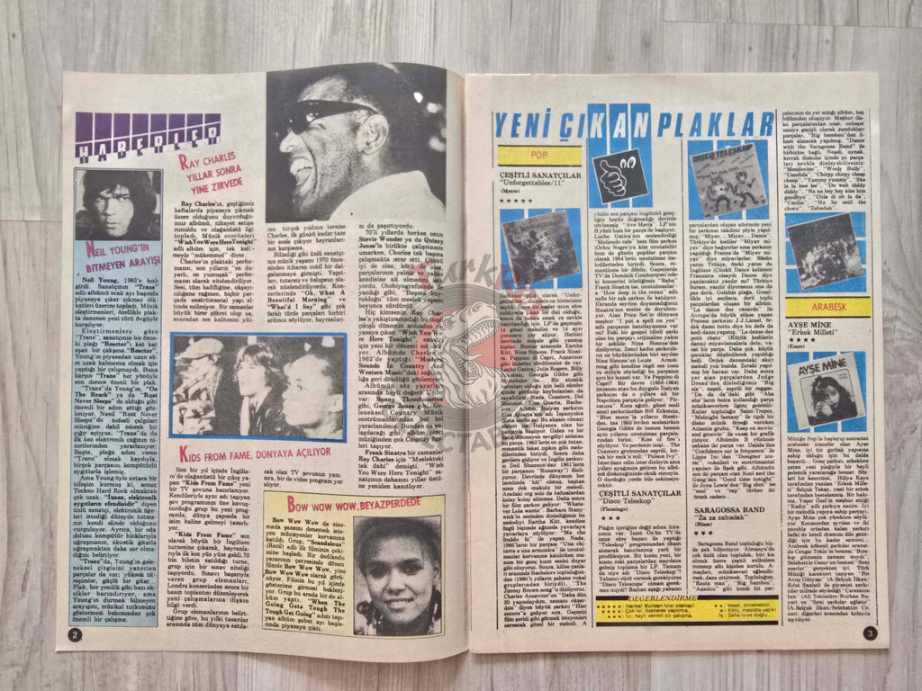 Hey Music World 1983 Julio Iglesias Turkish Mag Turkey Neil Young Ray Charles Hagar the Horrible