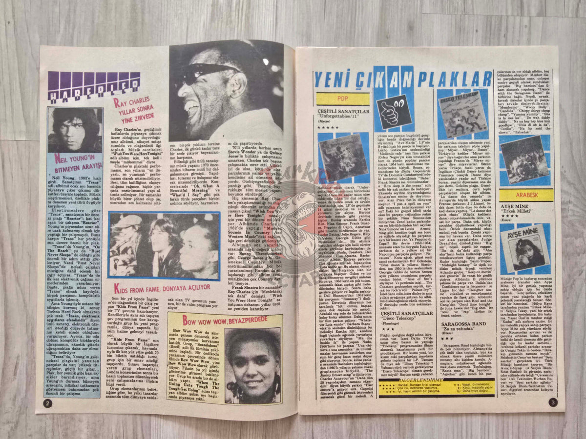 Hey Music World 1983 Julio Iglesias Turkish Mag Turkey Neil Young Ray Charles Hagar the Horrible