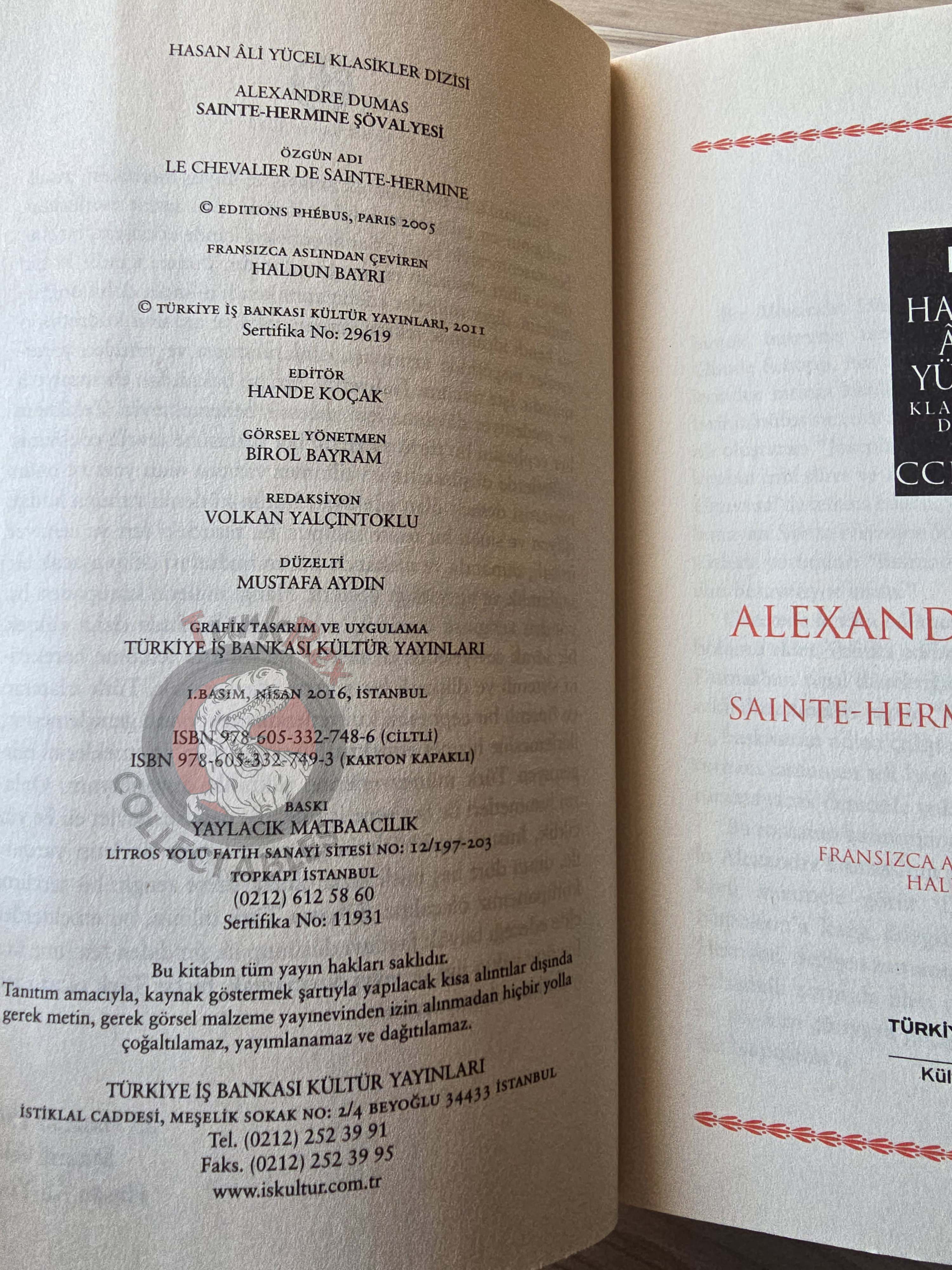Alexandre Dumas – The Knight of Sainte-Hermine 2016 Turkish Book Turkey