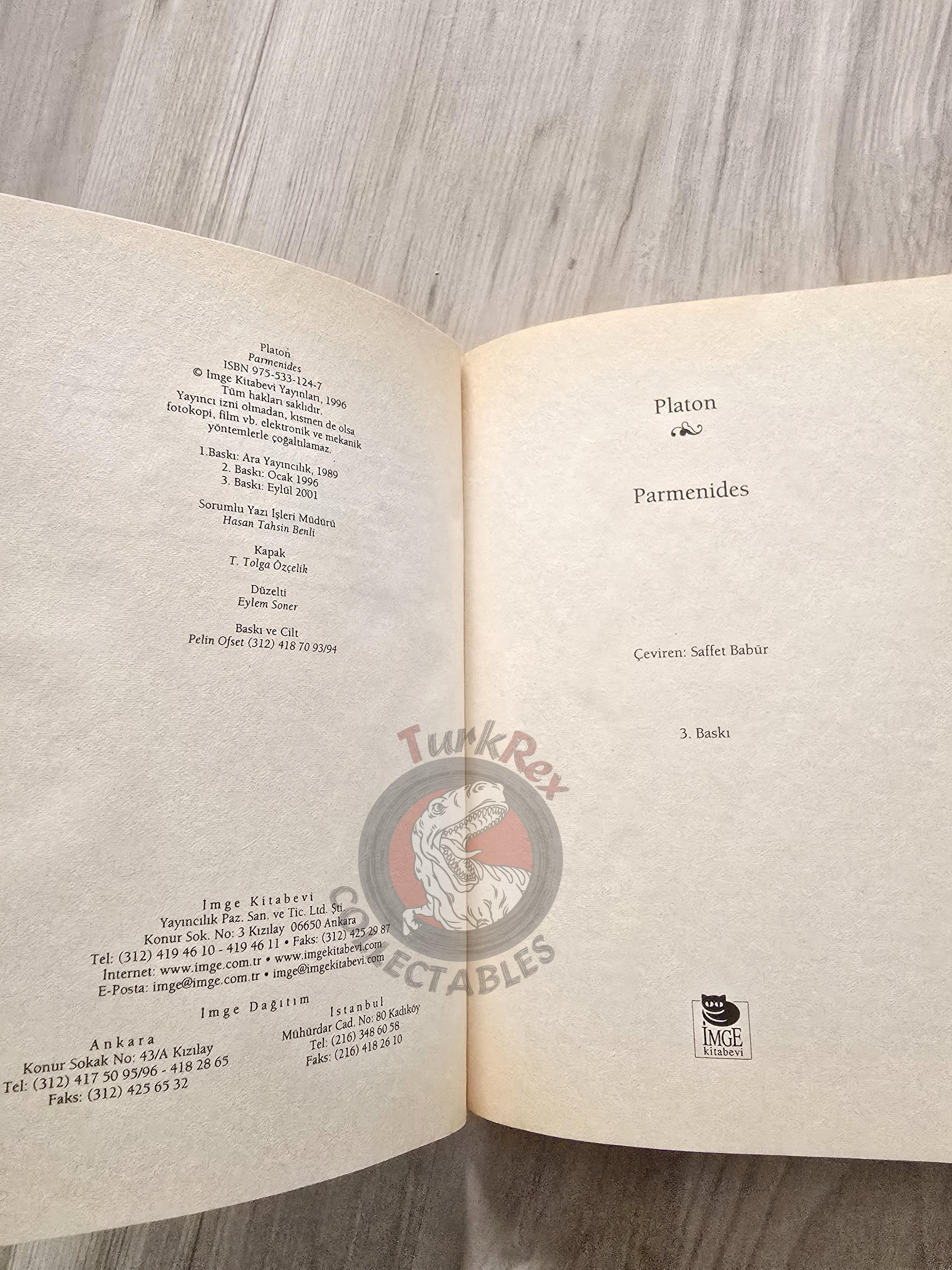 Plato – Parmenides 2001 Turkish Book Turkey