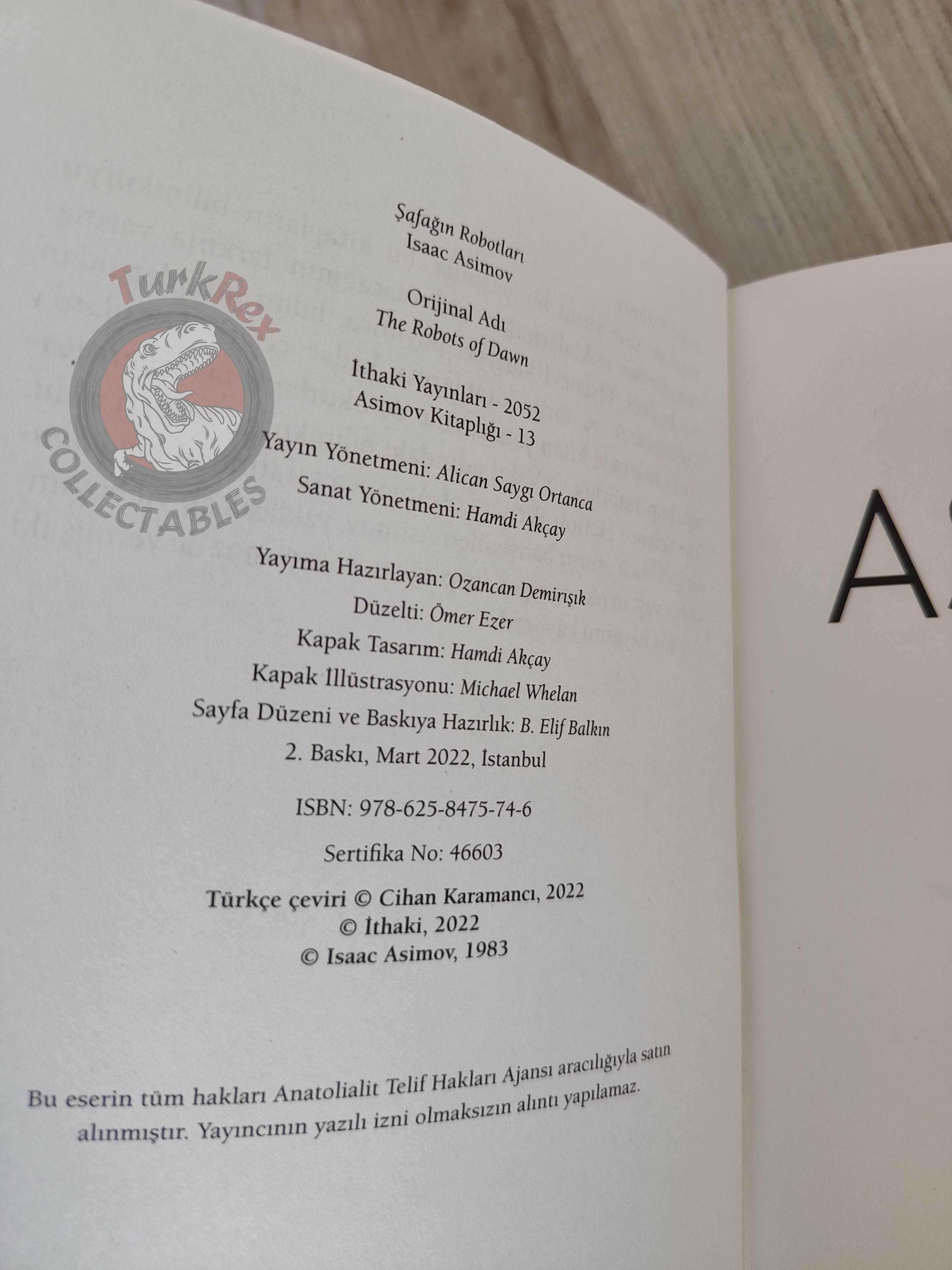 Isaac Asimov – Robot Series - The Robots of Dawn Turkish Book Turkey