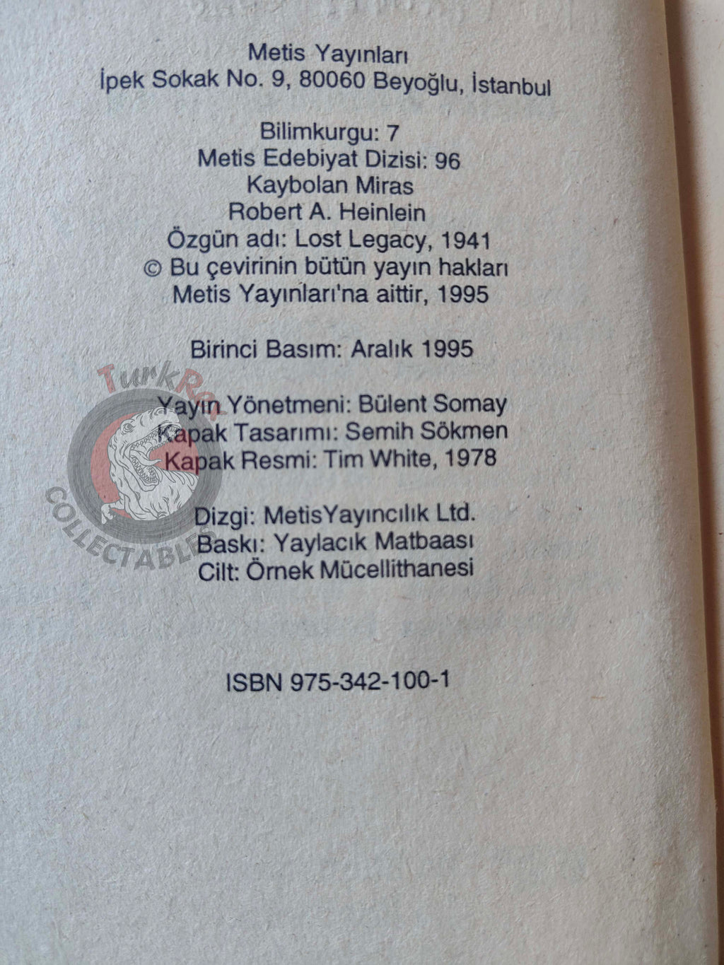 Robert A. Heinlein – Lost Legacy 1995 1st Turkish Book Turkey