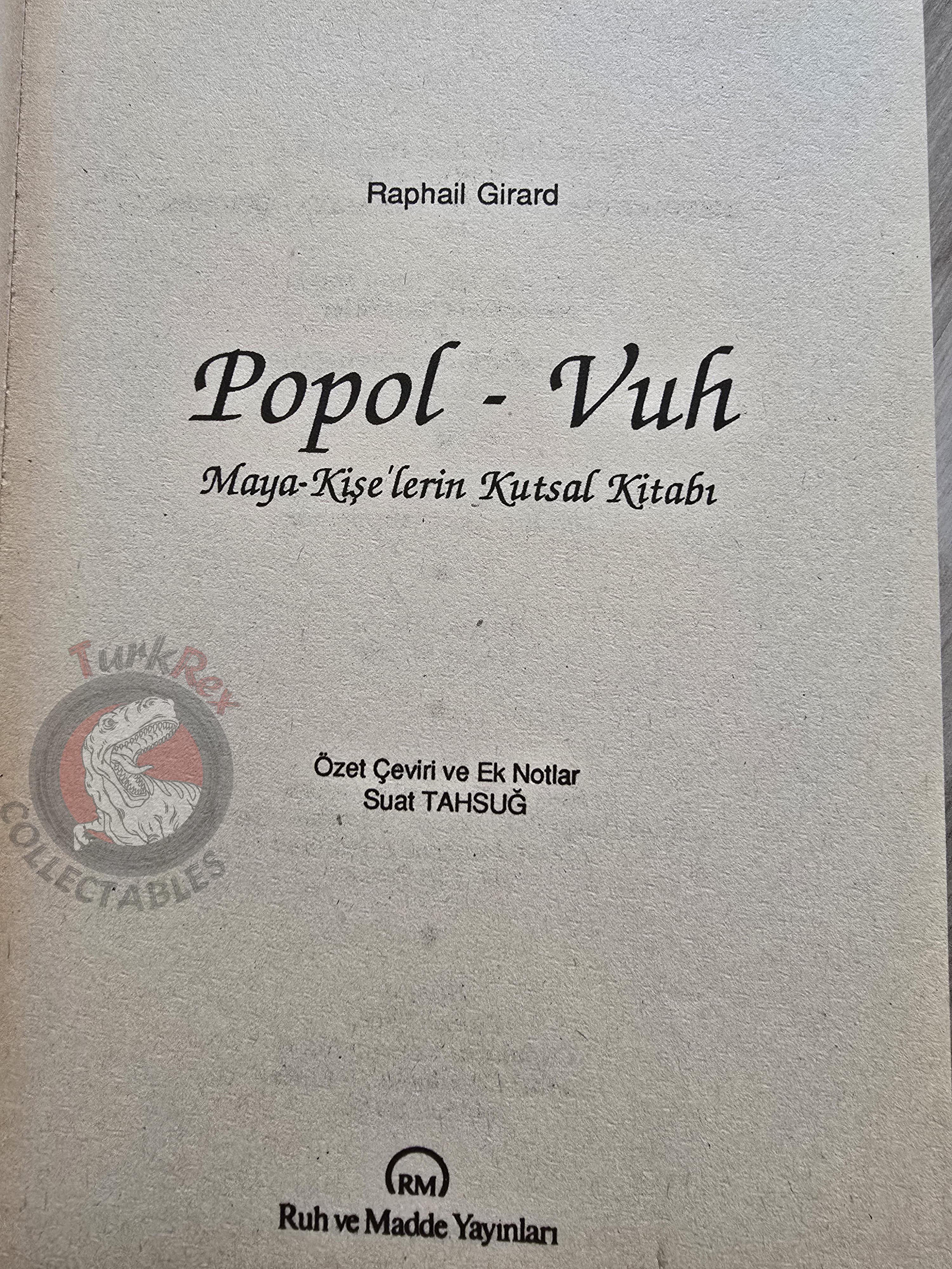 Popol Vuh 1991 Turkish Book Turkey The Sacred Book of the Maya
