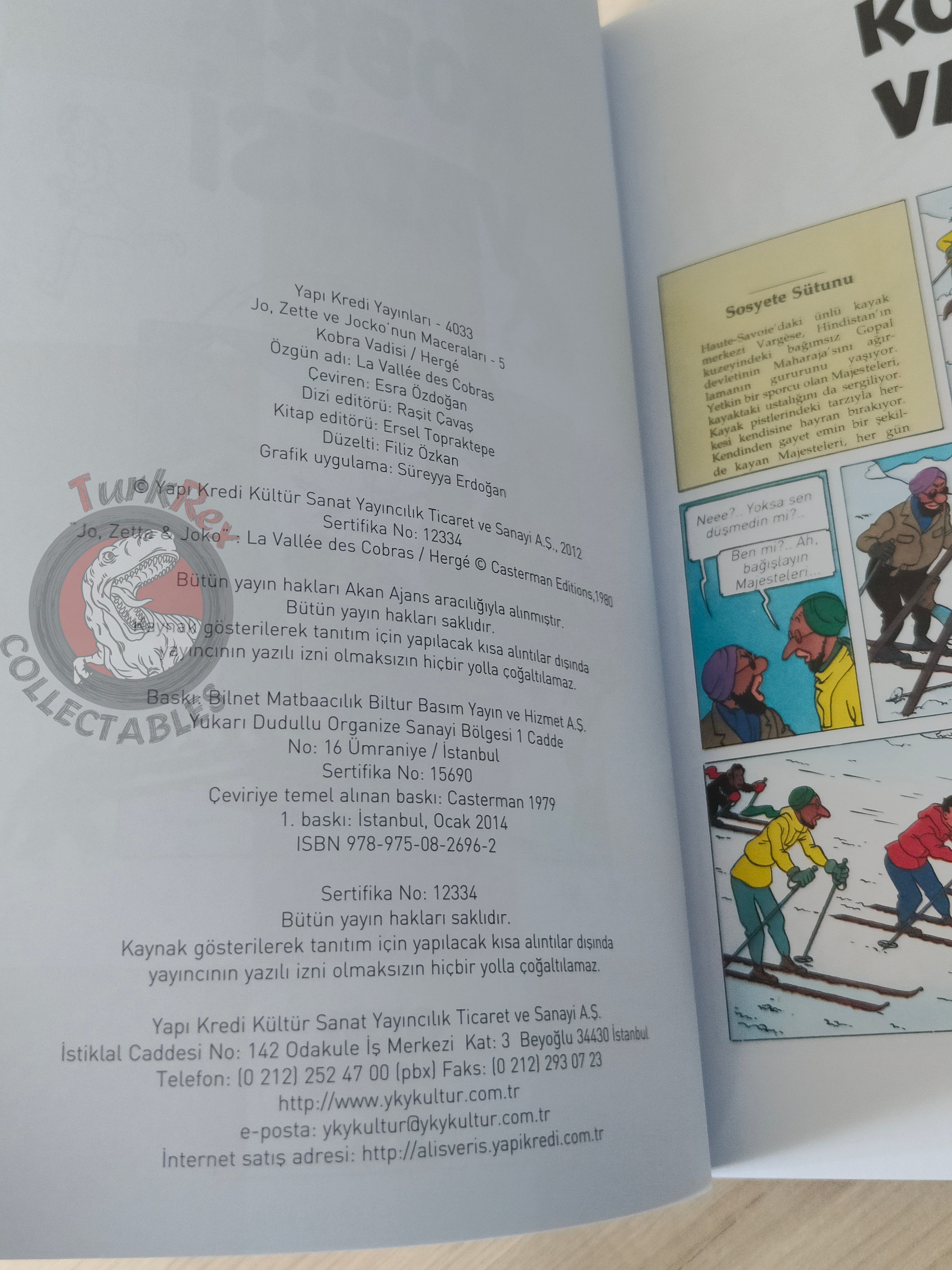 Jo, Zette and Jocko – The Valley of the Cobras Turkish Comic Turkey Herge