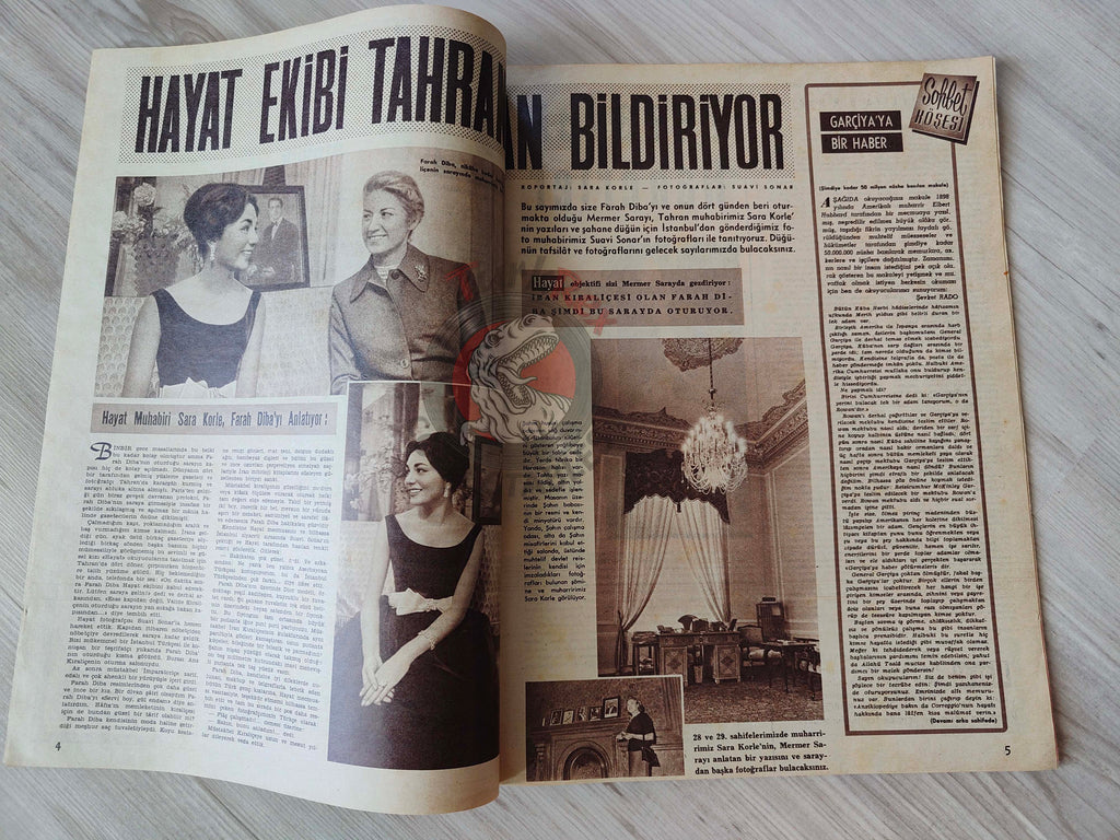 Hayat 1959 The Shah and Queen Farah Diba Turkish Mag Turkey Iran Mohammad Reza Pahlavi