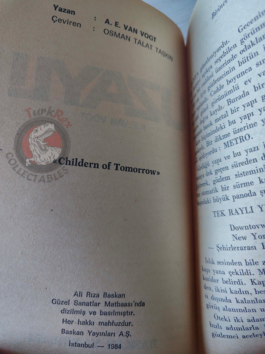 A. E. van Vogt – Children of Tomorrow 1984 1st Turkish Book Turkey