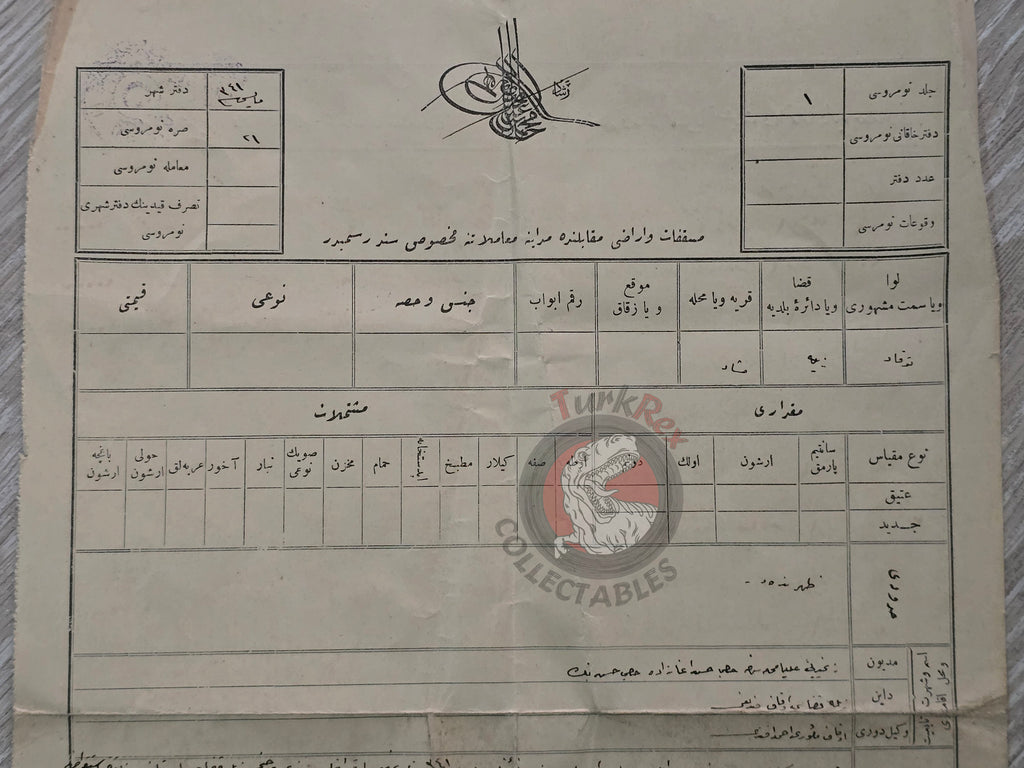 Ottoman Official Debt Document 1925 Meşad Village, Zile, Tokad