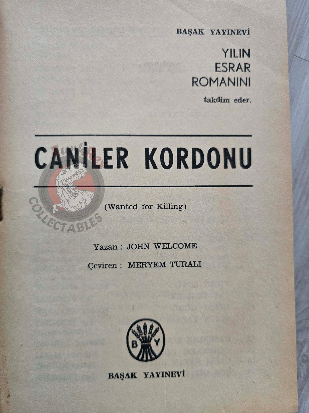 John Welcome – Wanted for Killing 1967 1st Turkish Book Turkey