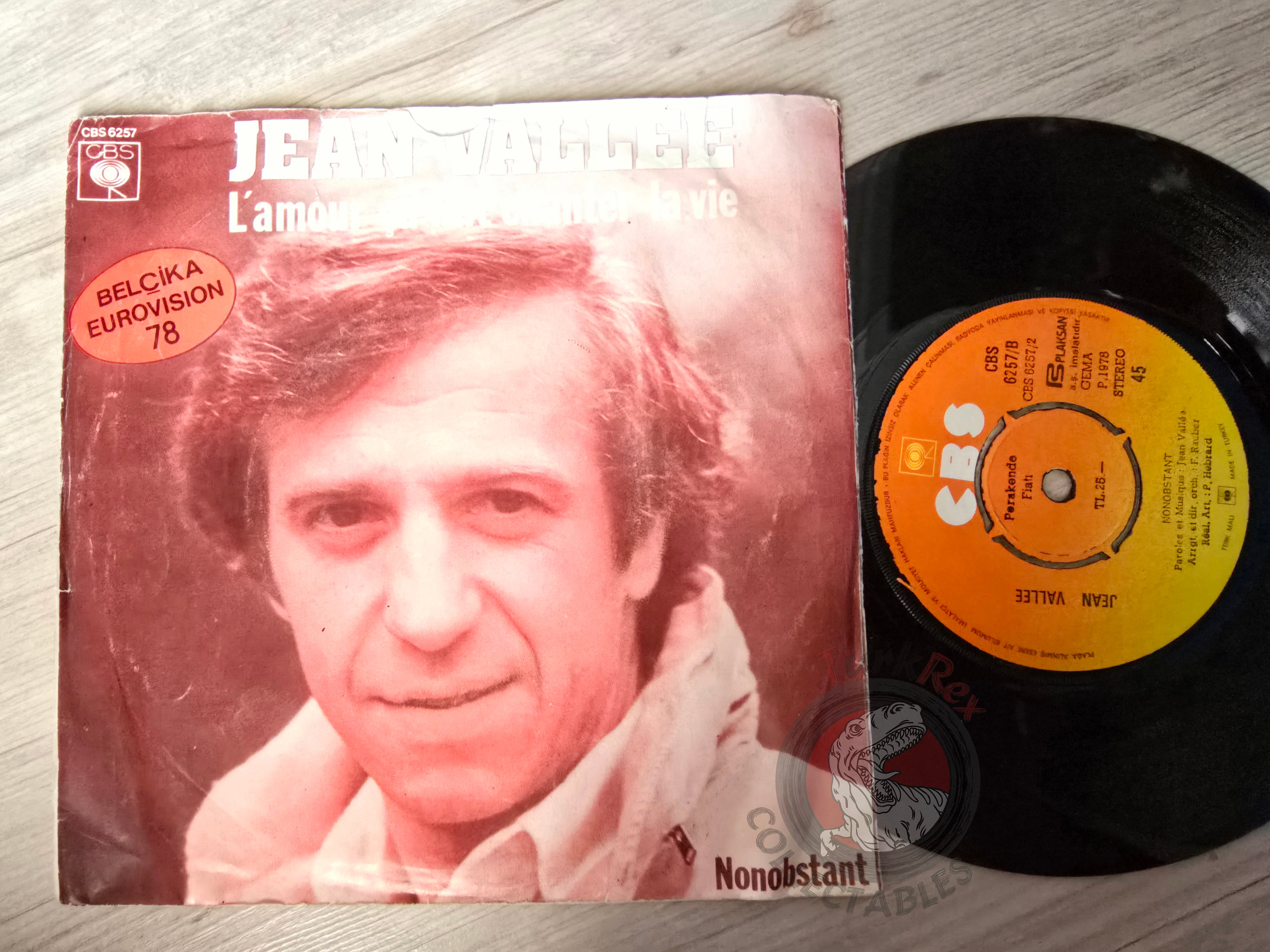Jean Vallee – L'amour Ça Fait Chanter La Vie 7" Turkish Pressing Vinyl Turkey Edition Eurovision