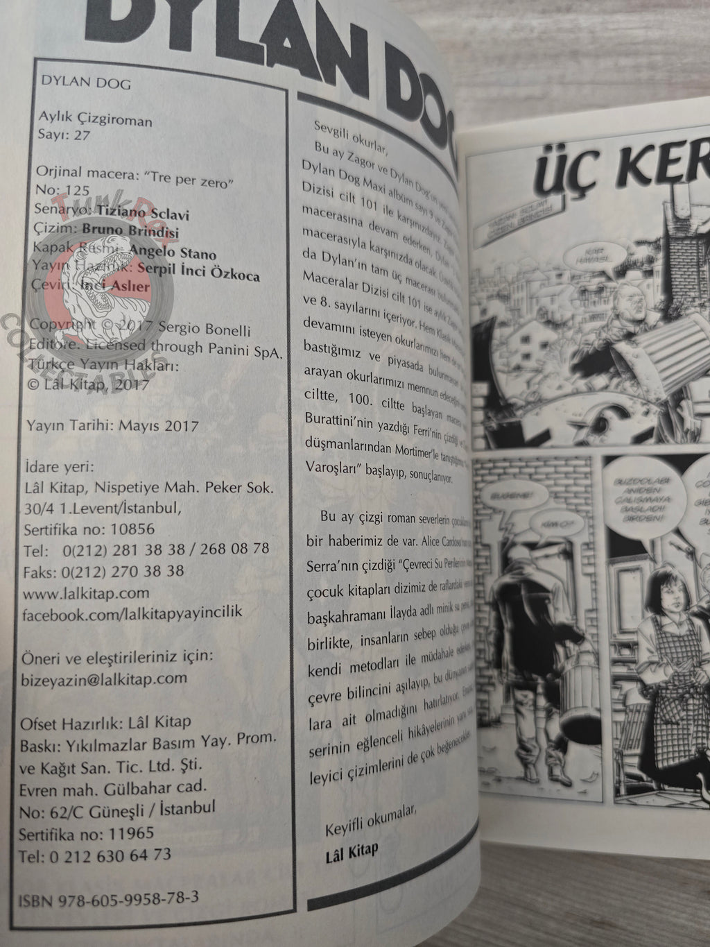 Dylan Dog #27 2017 Turkish Comic Turkey #125 Tre per zero