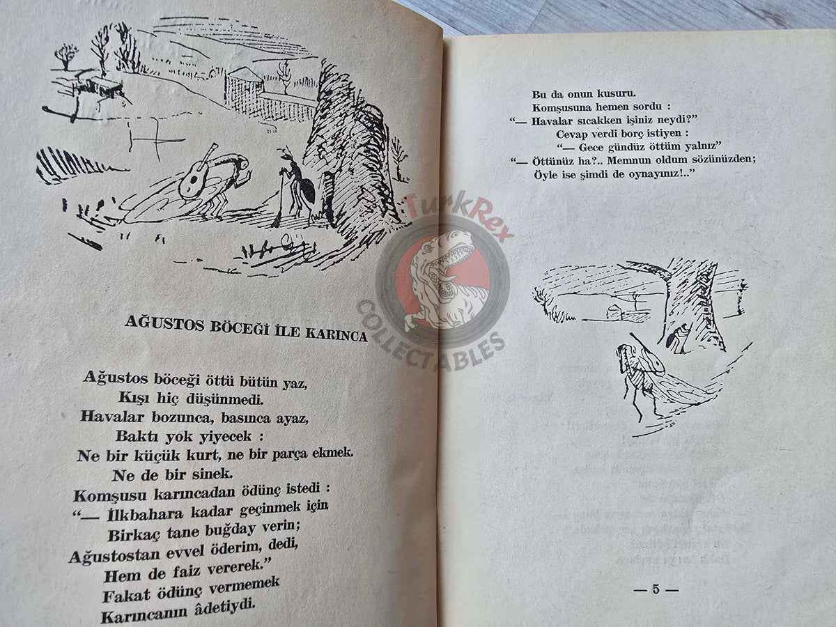 Jean de La Fontaine – Stories from Fables 1966 Turkish Book Turkey Illustrated Maurie Lemainque