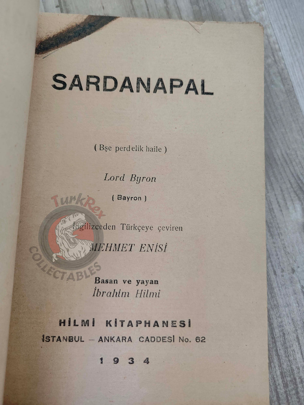 Lord Byron – Sardanapalus 1934 1st Turkish Book Turkey