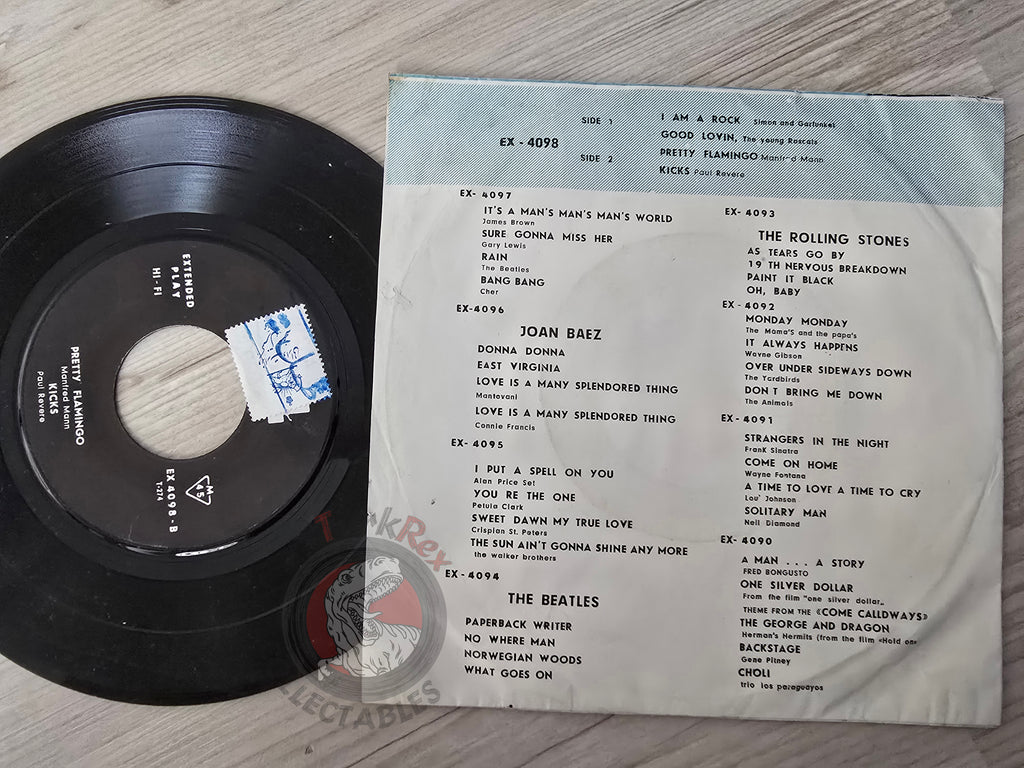 Manfred Mann / Simon & Garfunkel / The Young Rascals / Paul Revere 7" Iran Pressing Vinyl Iranian Edition
