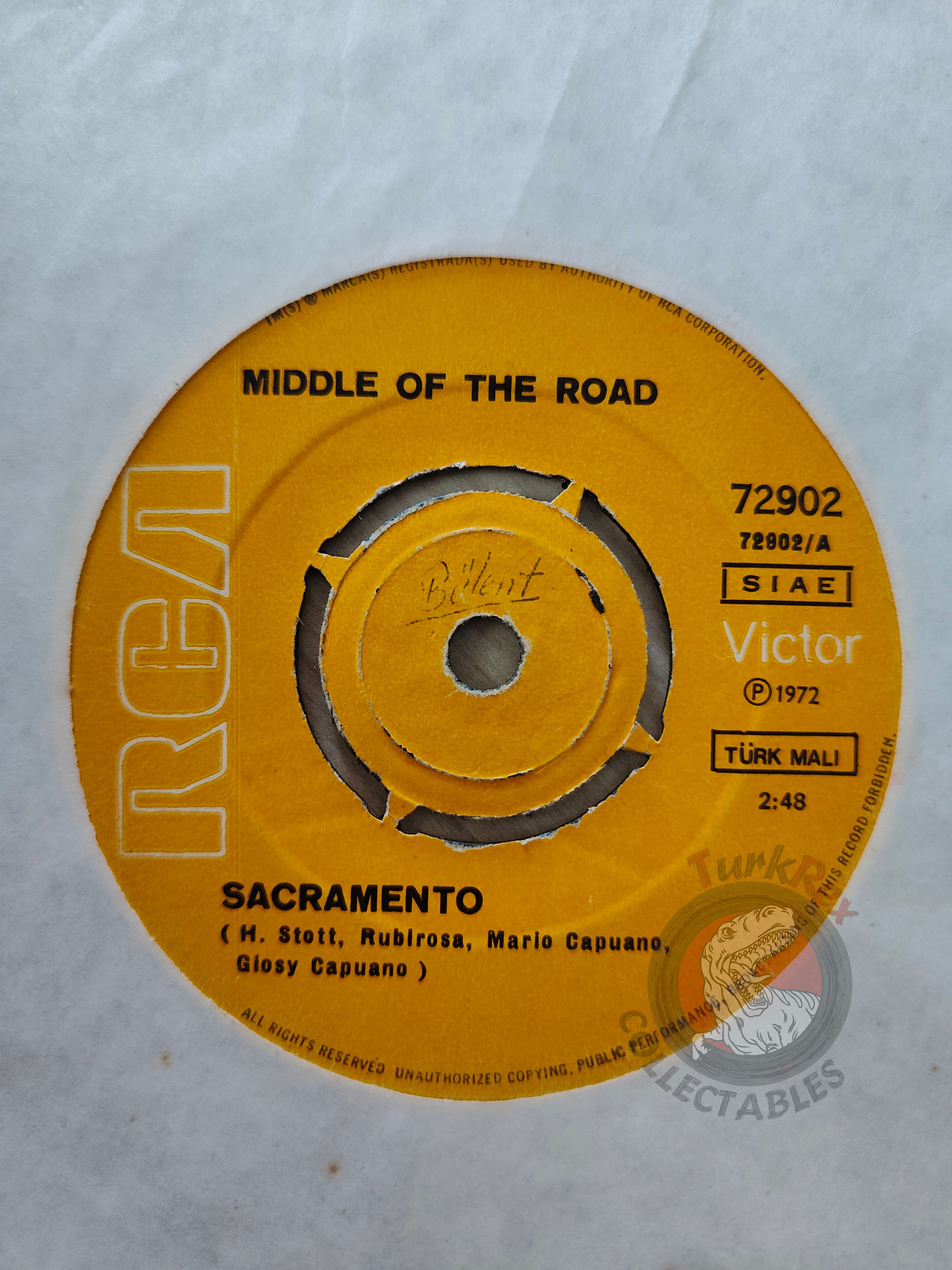 Middle Of The Road – Sacramento 7" Turkish Pressing Vinyl Turkey Edition