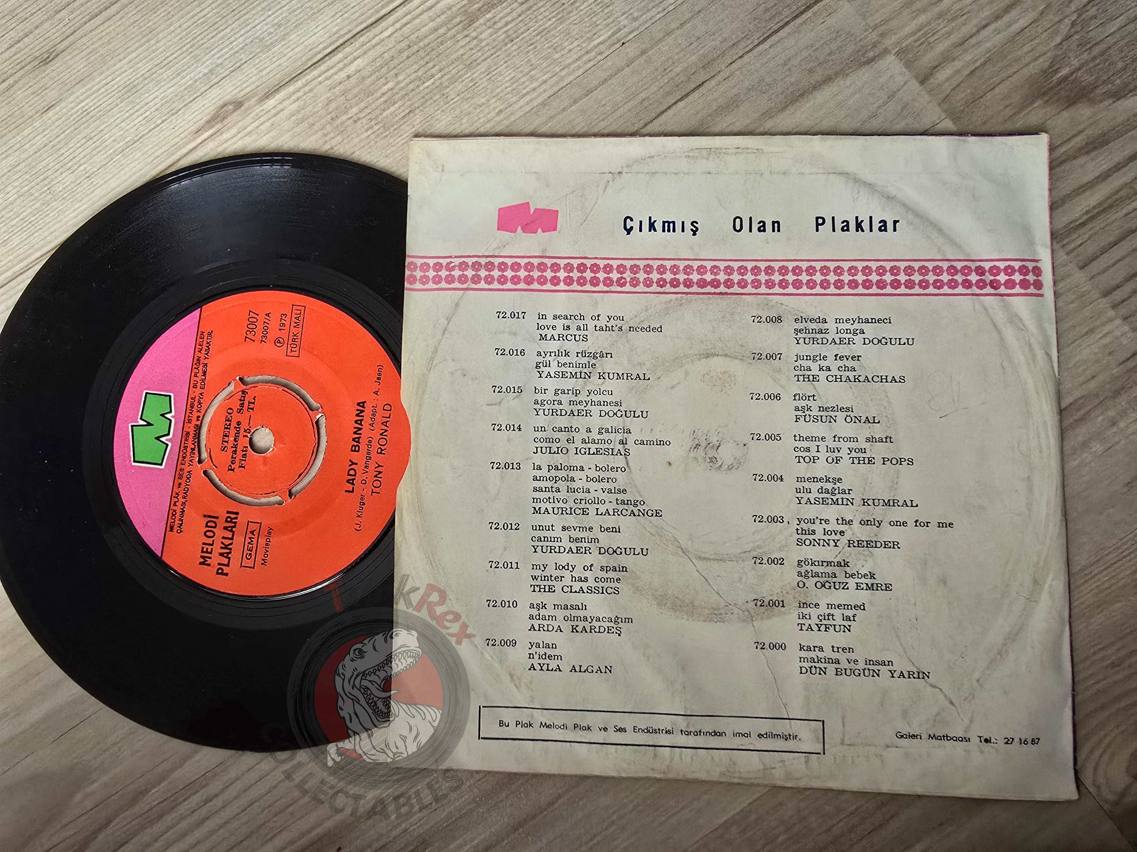 Tony Ronald – Lady Banana 7" Turkish Pressing Vinyl Turkey Edition