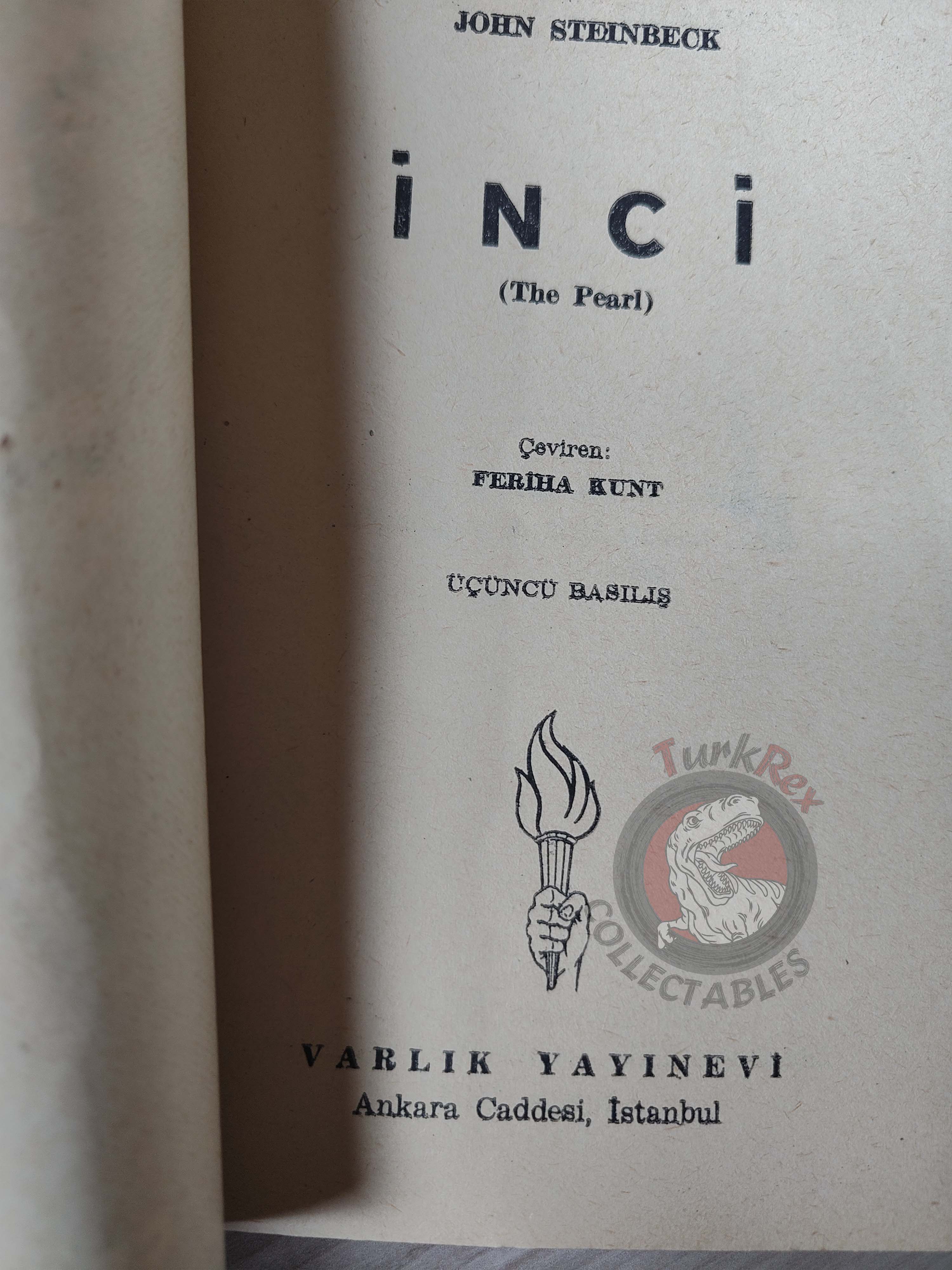 John Steinbeck – The Pearl 1955 Turkish Book Turkey