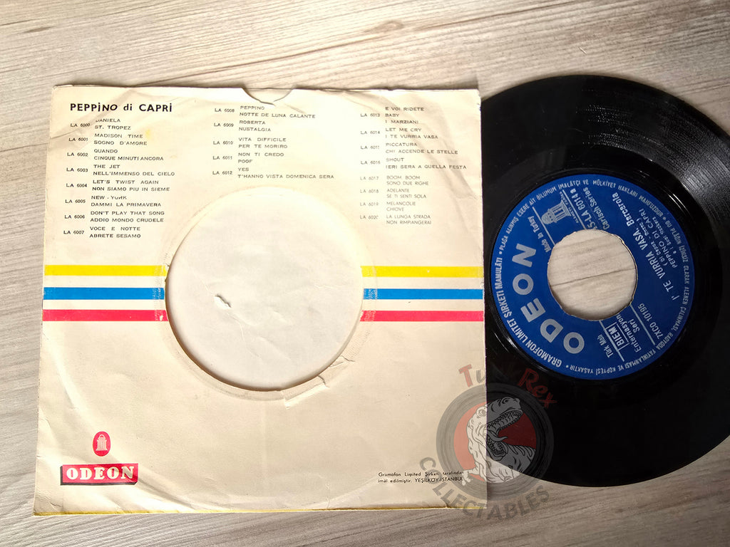 Peppino Di Capri E I Suoi Rockers – I' Te Vurria Vasa 7" Turkish Pressing Vinyl Turkey Edition