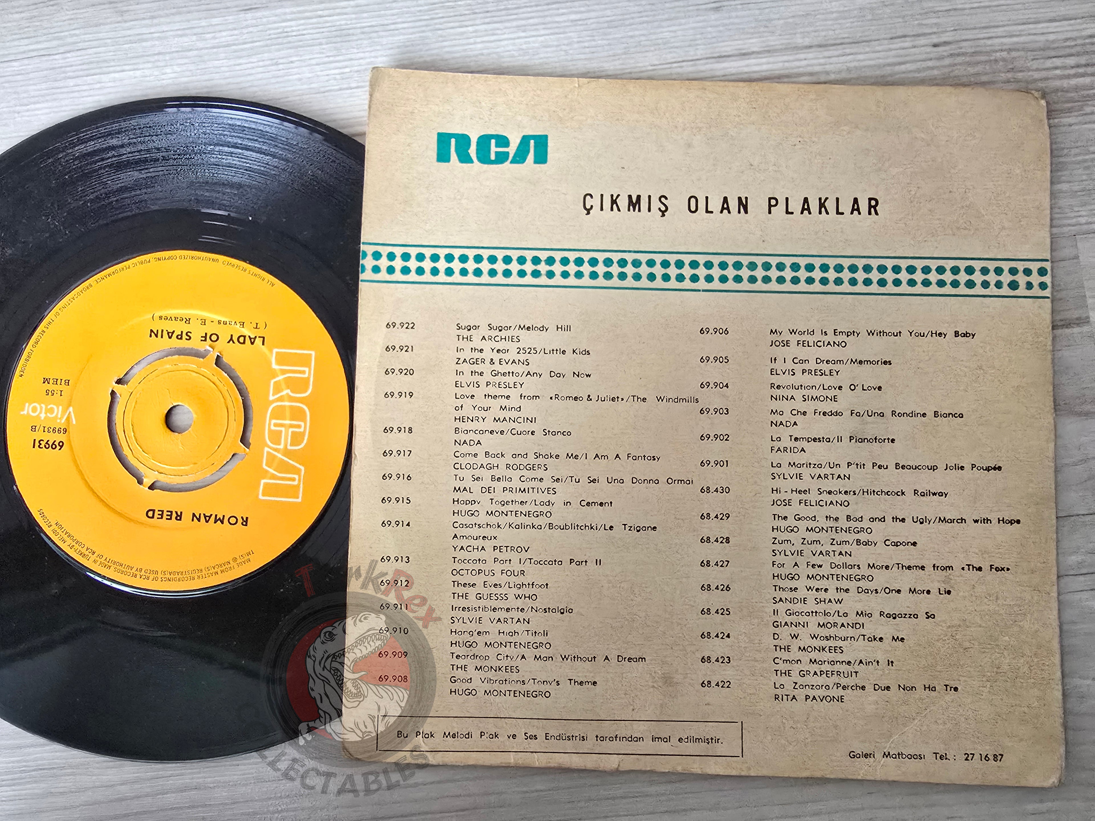 Roman Reed – Take My Heart Tonight, Love 7" Turkish Pressing Vinyl Turkey Edition