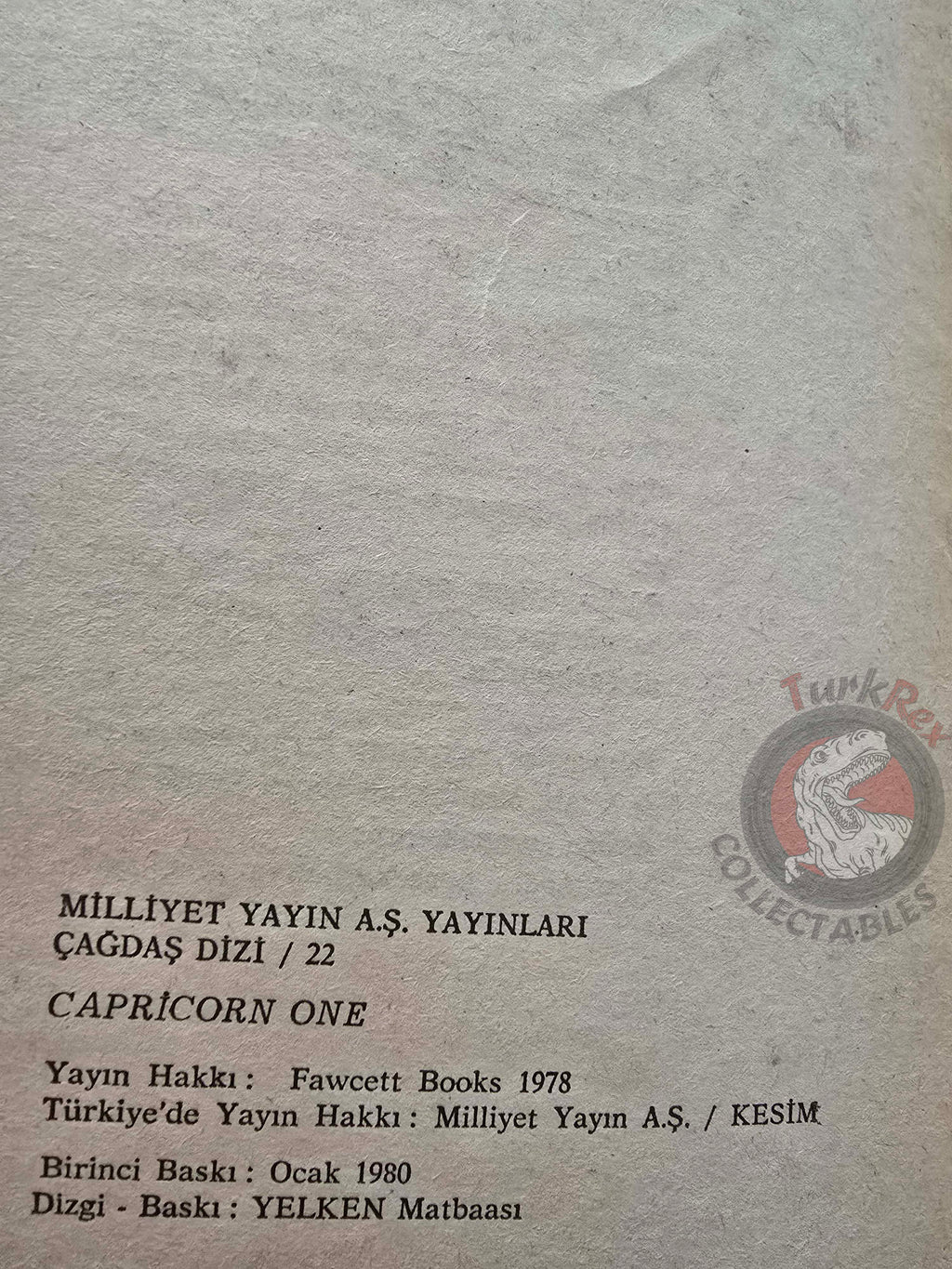 Ron Goulart – Capricorn One 1980 1st Turkish Book Turkey