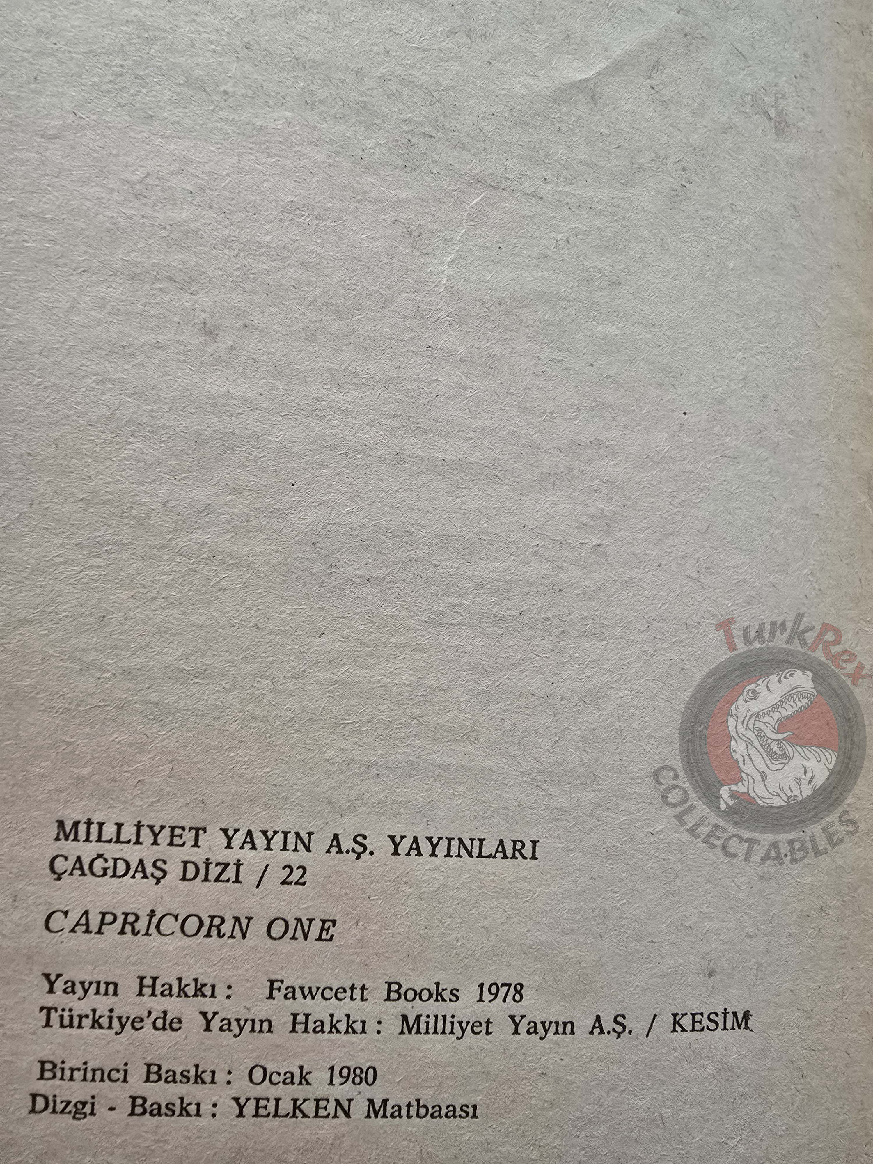 Ron Goulart – Capricorn One 1980 1st Turkish Book Turkey