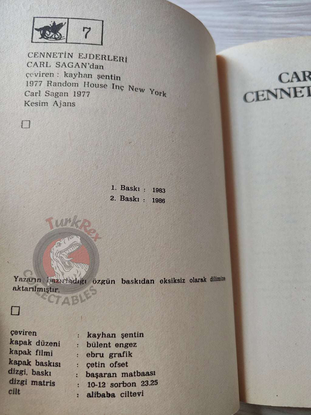 Carl Sagan – The Dragons Of Eden 1986 Turkish Book Turkey