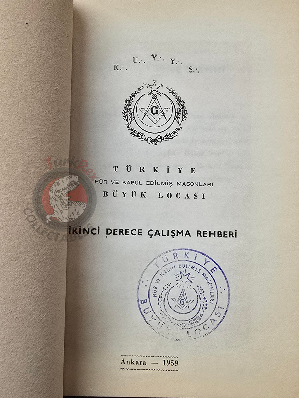 Turkish Freemasonry 2nd Degree Ritual Fellow Craft 1959 Booklet Masonic Masons of Turkey
