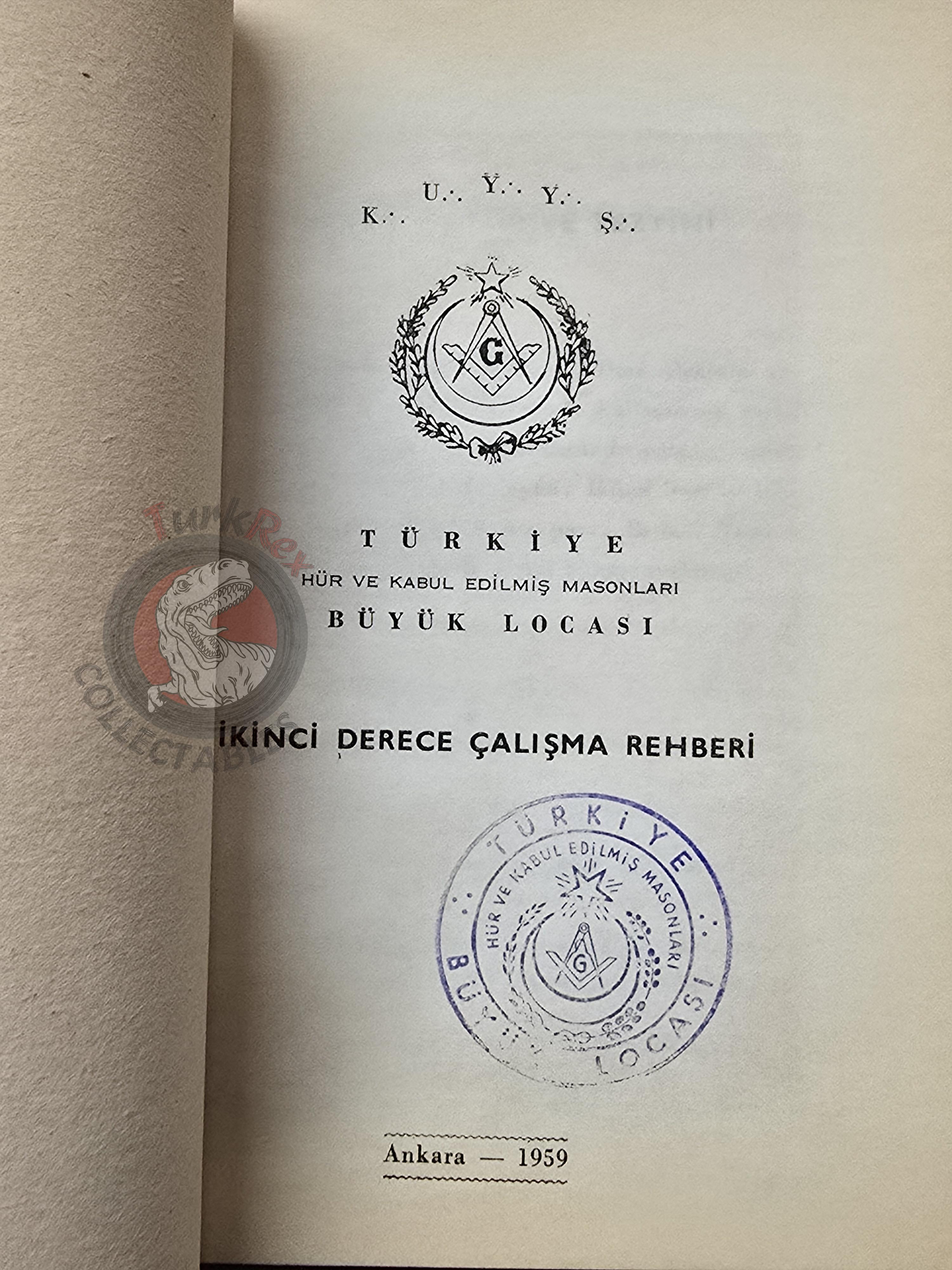 Turkish Freemasonry 2nd Degree Ritual Fellow Craft 1959 Booklet Masonic Masons of Turkey