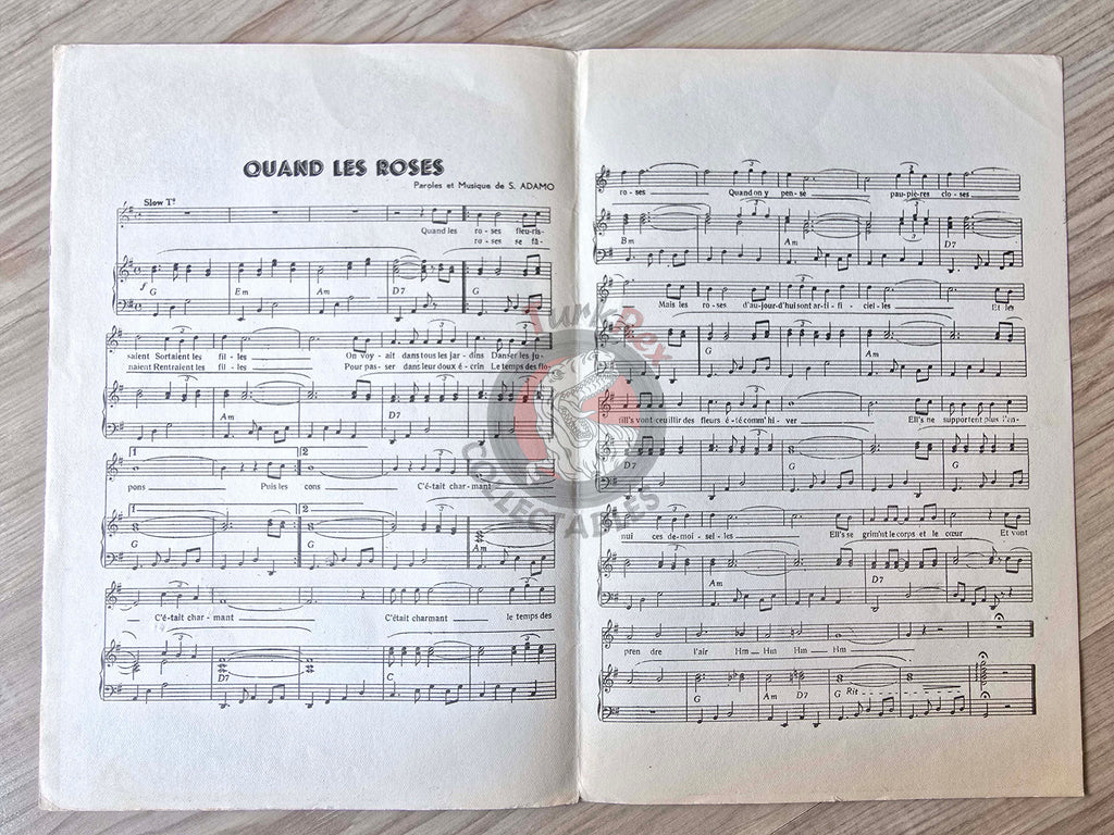 Adamo – Quand Les Roses Turkish Vintage Musical Notes Sheet Turkey