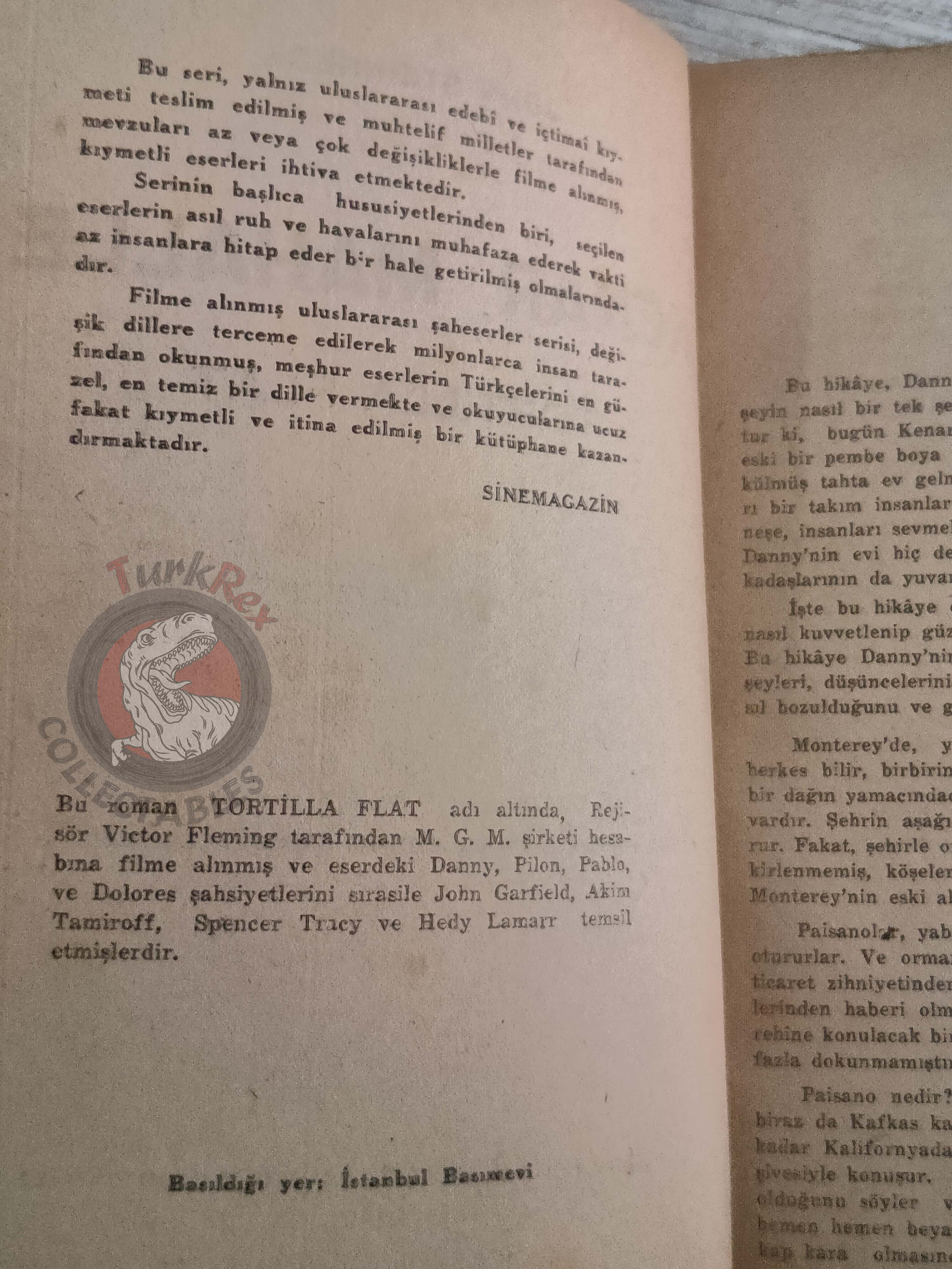 John Steinbeck – The Moon is Down 1940s 1st Turkish Book Turkey Hedy Lamarr