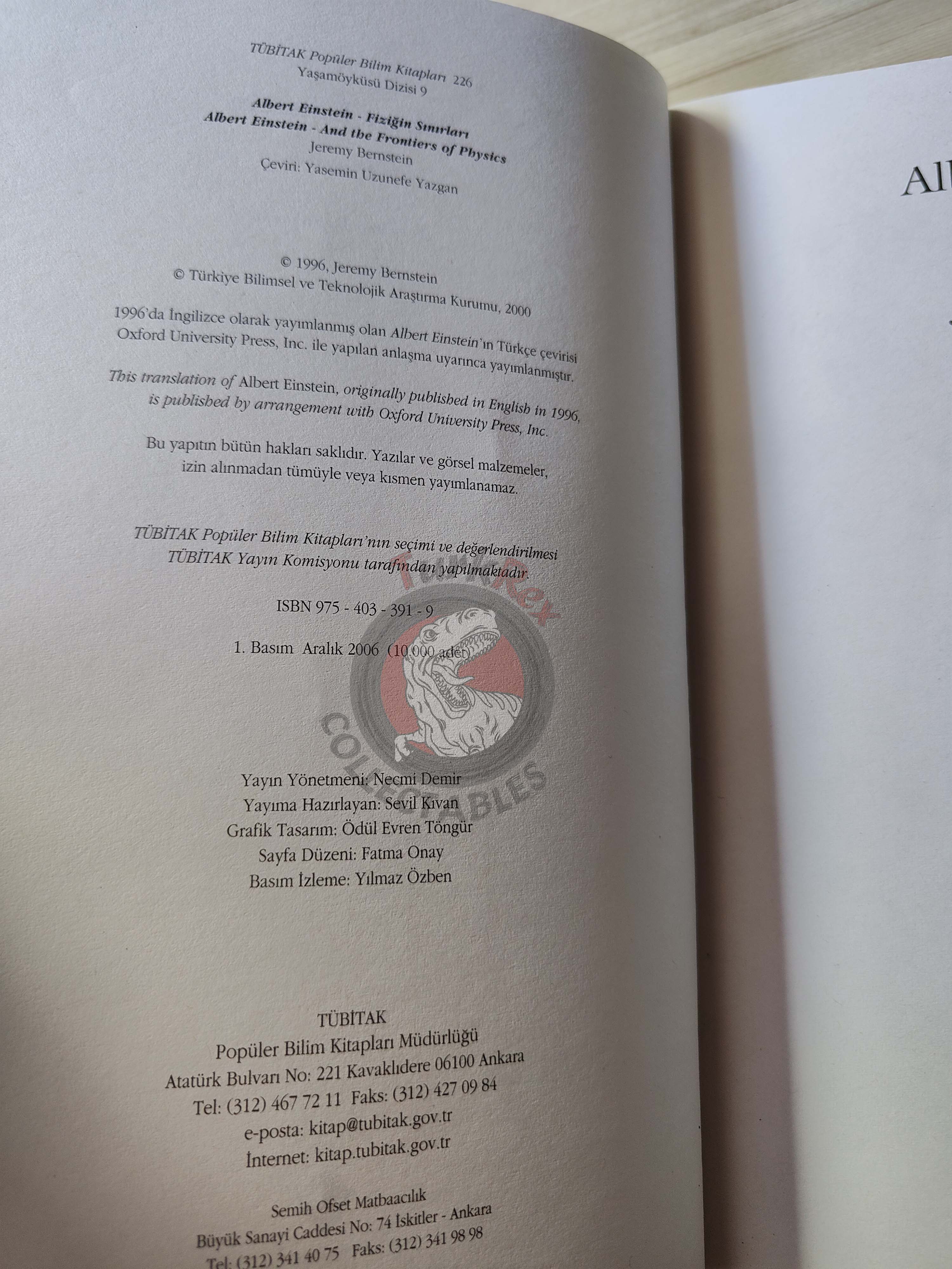 Jeremy Bernstein – Albert Einstein 2006 Turkish Book Turkey