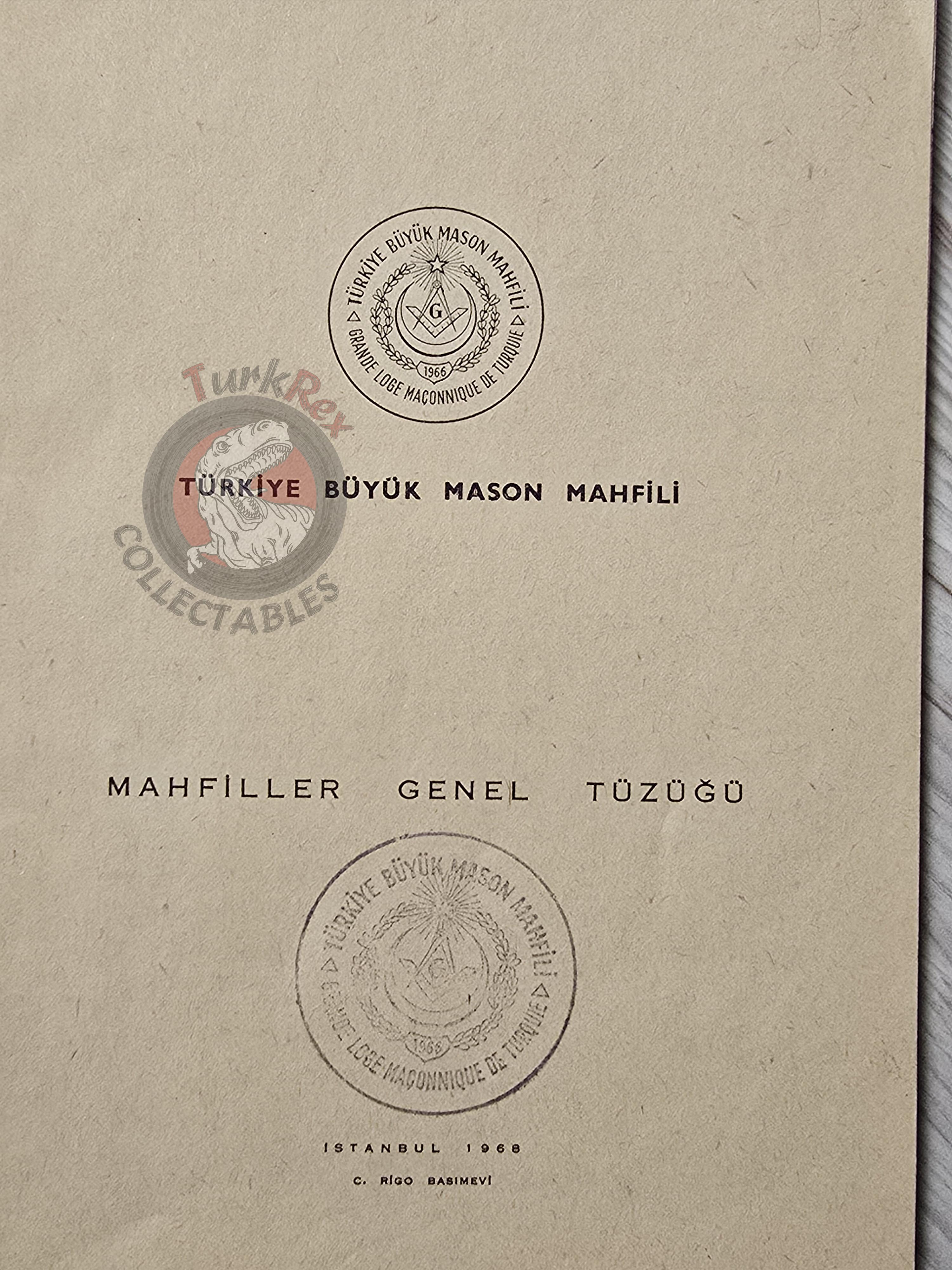 Turkish Freemasonry General Regulations of the Lodges 1958 Booklet Masonic Masons of Turkey