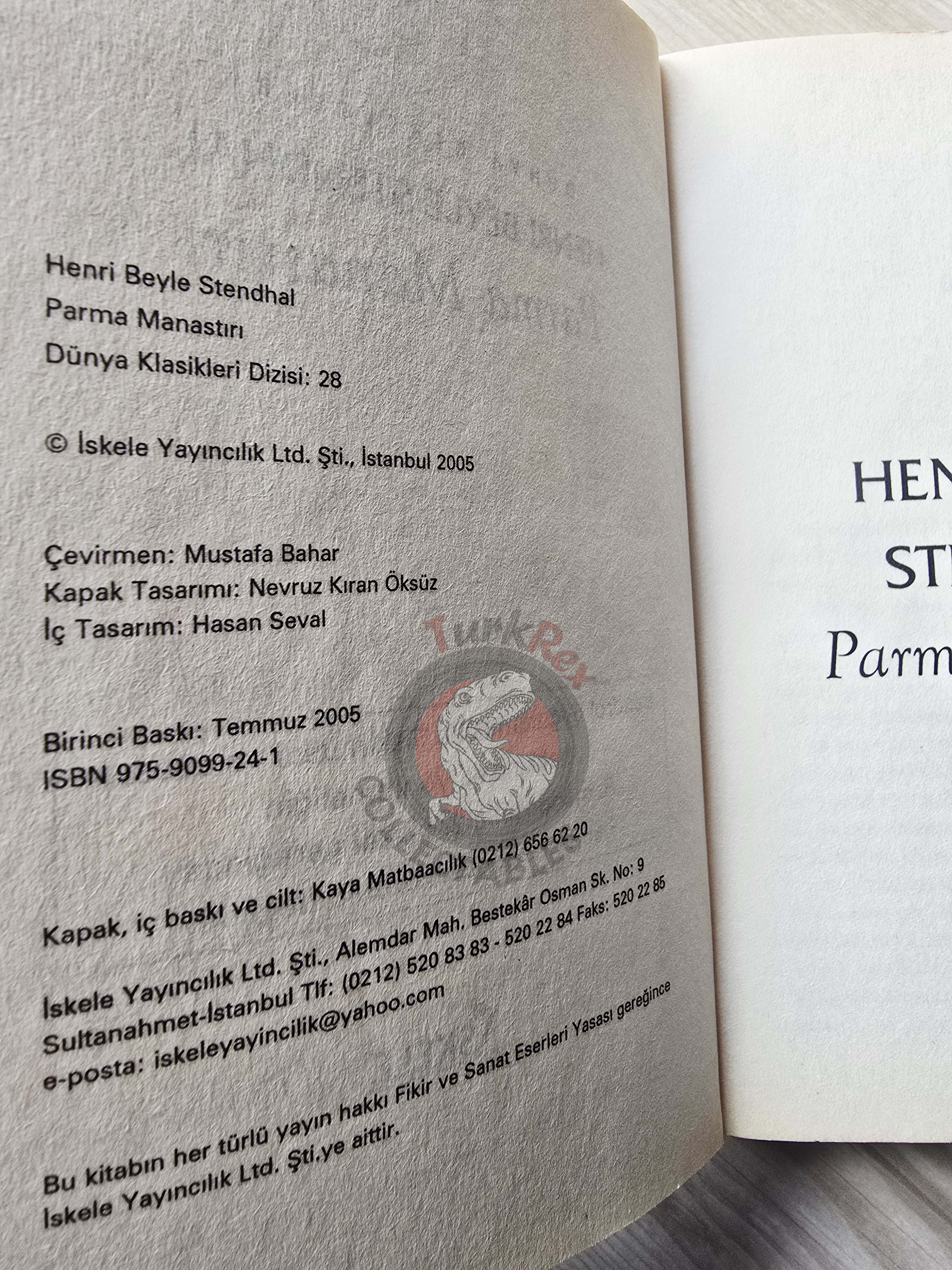 Stendhal – The Charterhouse of Parma 2005 Turkish Book Turkey