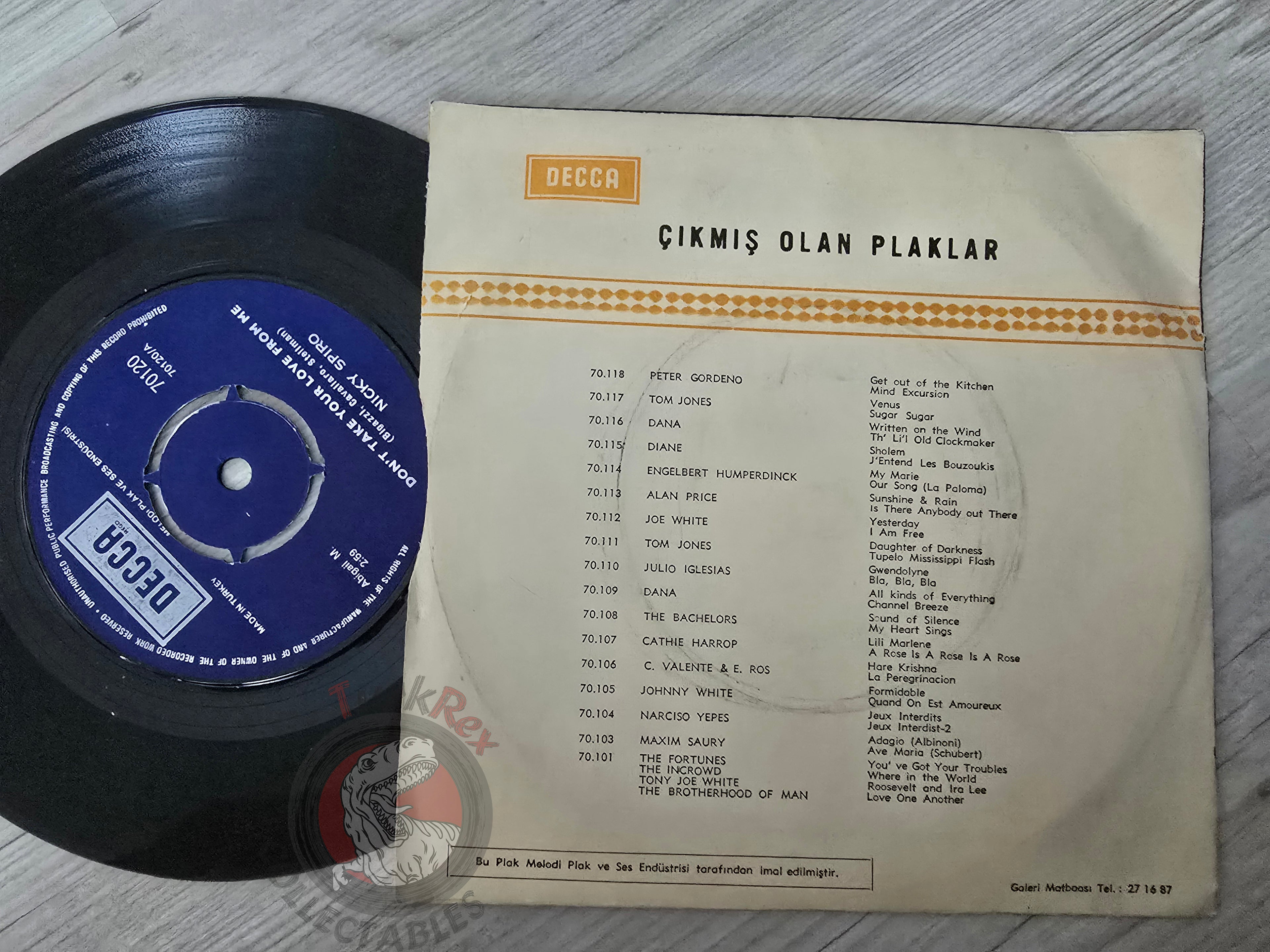 Nicky Spiro – Don't Take Your Love From Me 7" Turkish Pressing Vinyl Turkey Edition