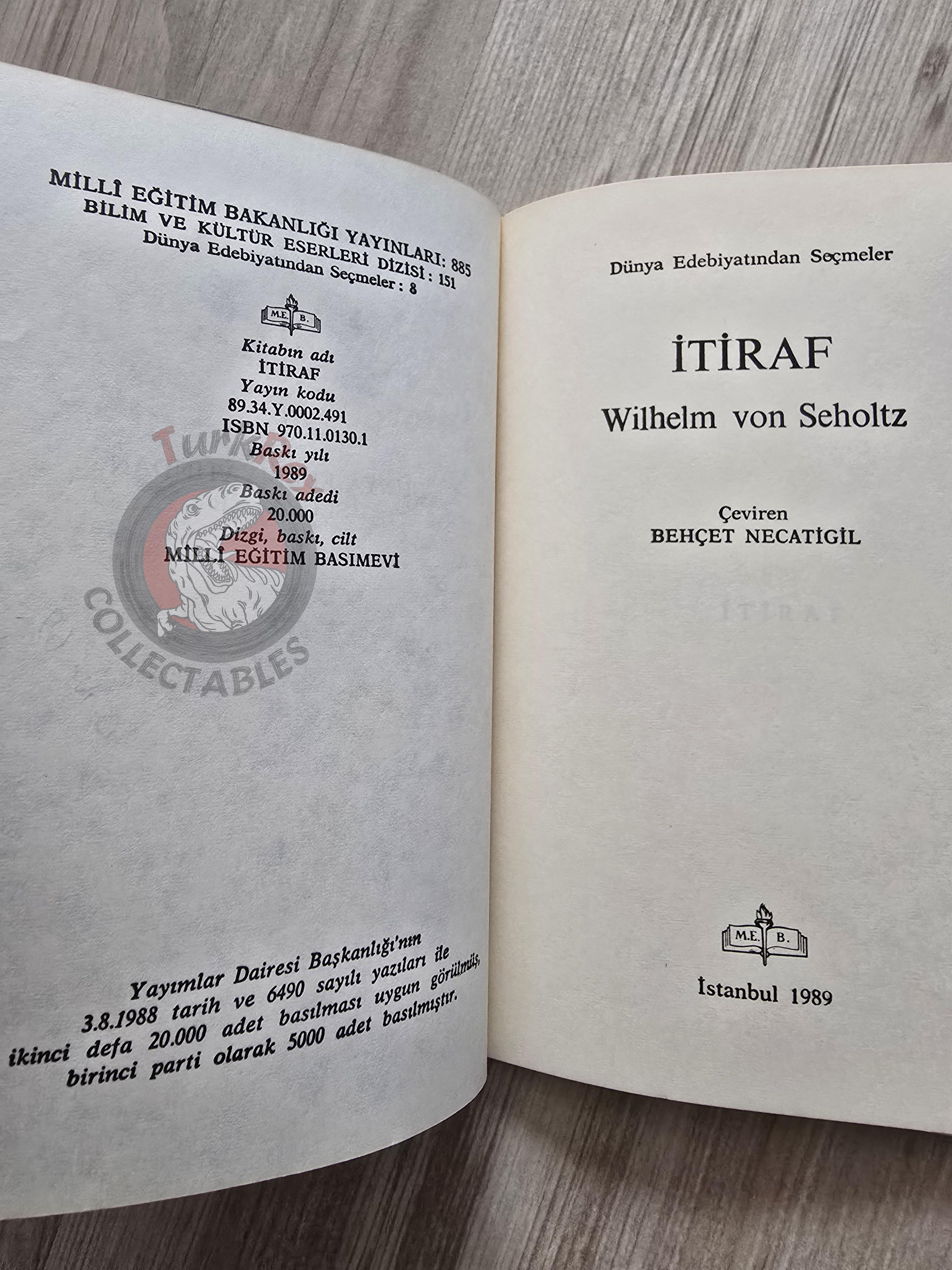 Wilhelm von Scholz – Die Beichte 1989 Turkish Book Turkey