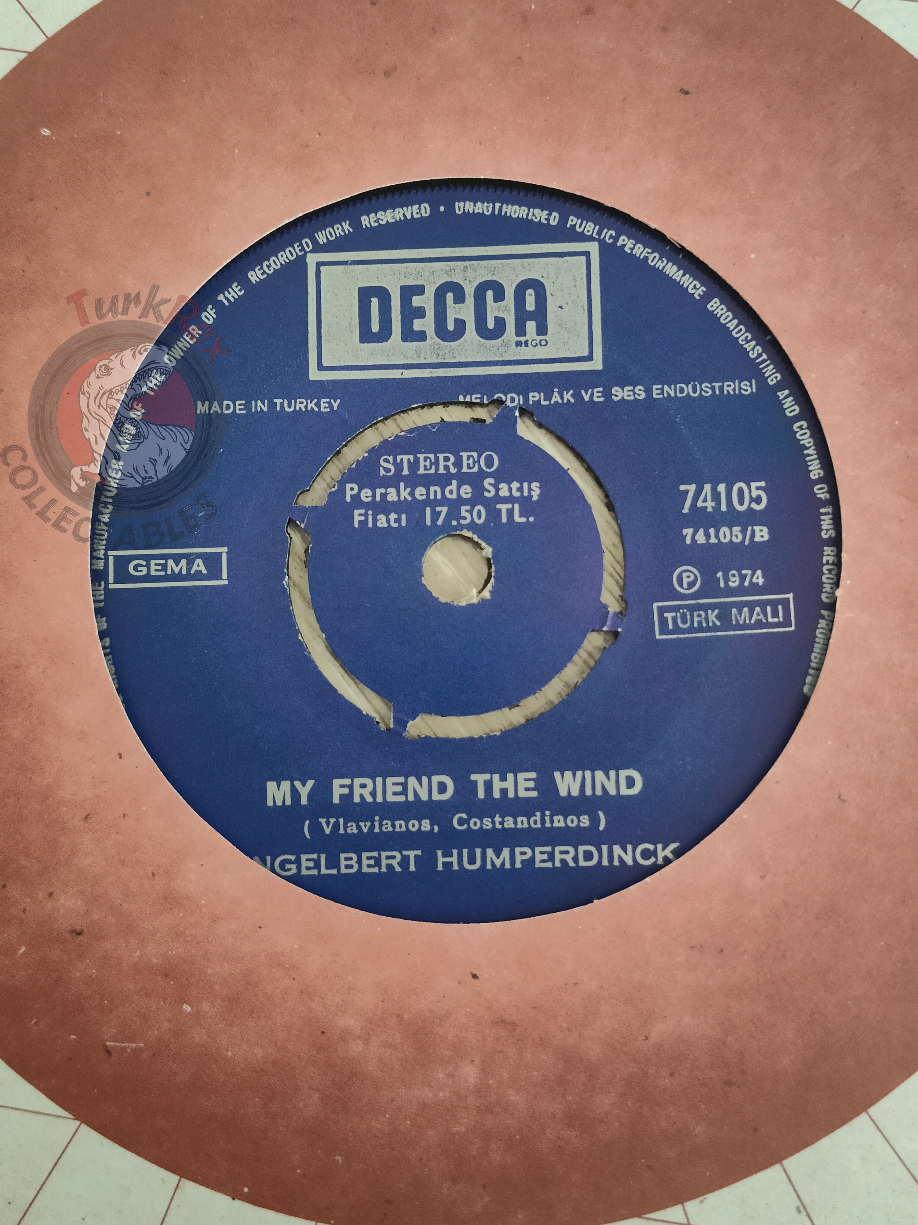 Engelbert Humperdinck – Free As The Wind 7" Turkish Pressing Vinyl Turkey Edition