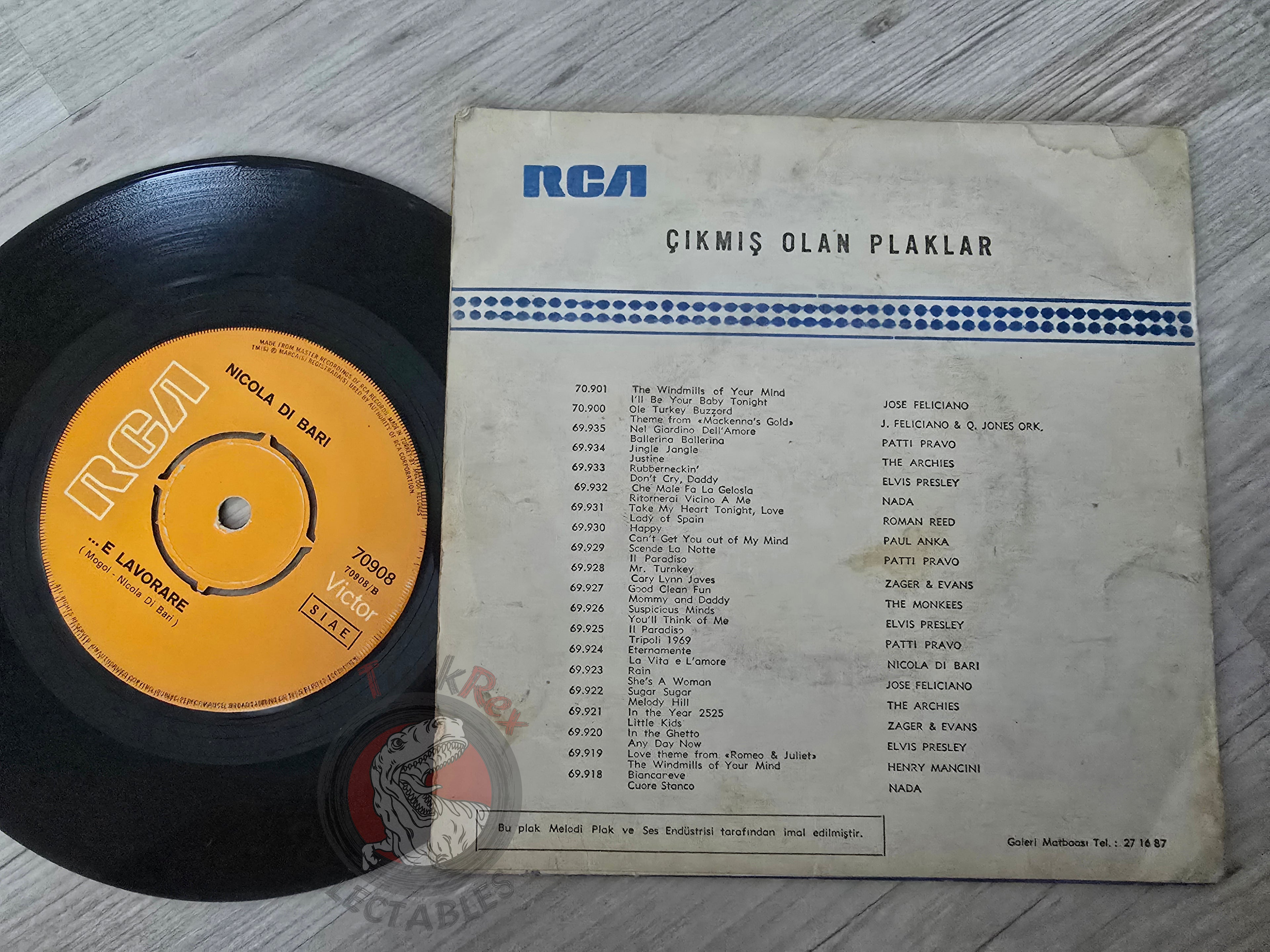 Nicola Di Bari – La Prima Cosa Bella 7" Turkish Pressing Vinyl Turkey Edition Sanremo