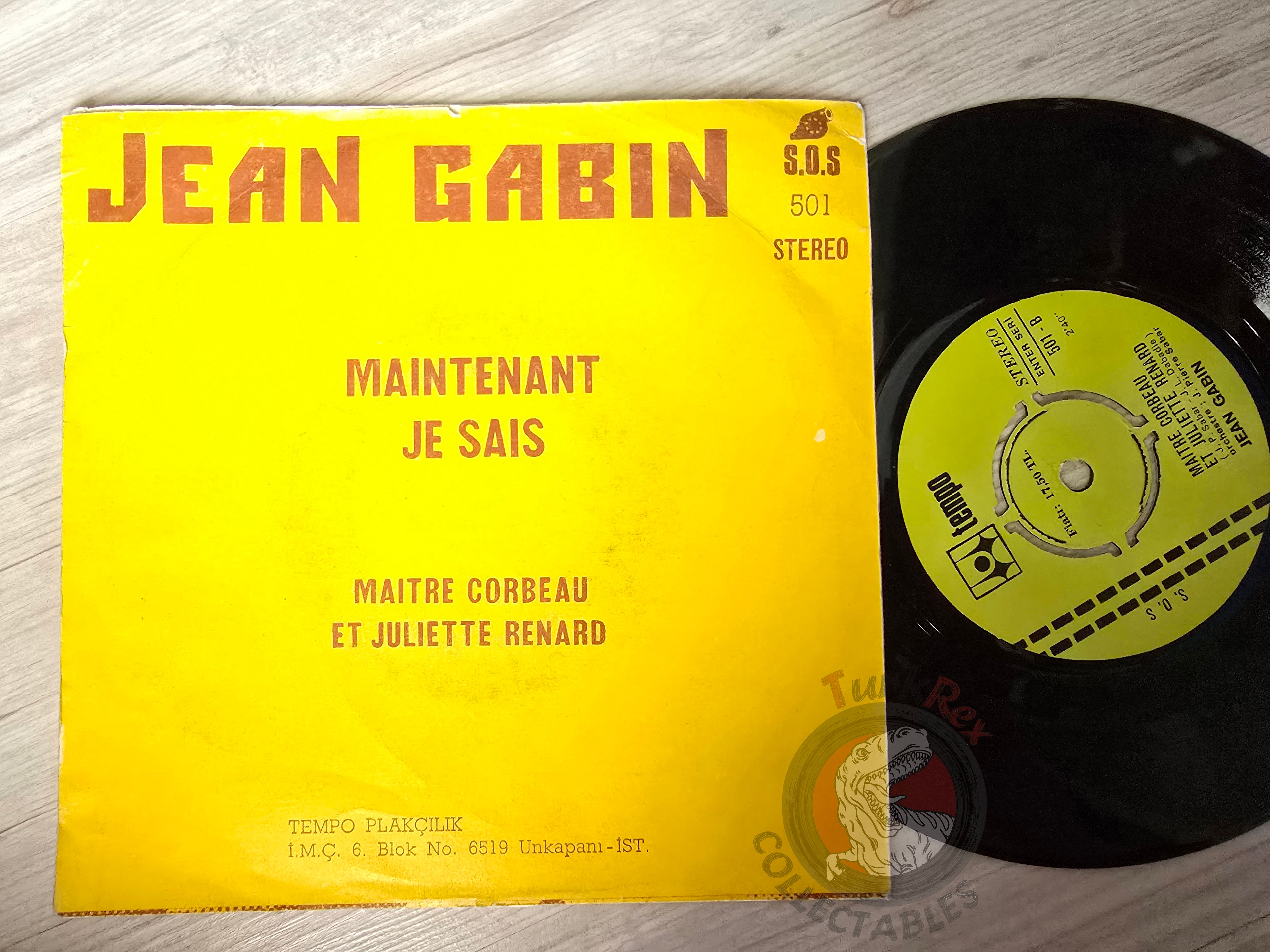 Jean Gabin – Maintenant Je Sais 7" Turkish Pressing Vinyl Turkey Edition