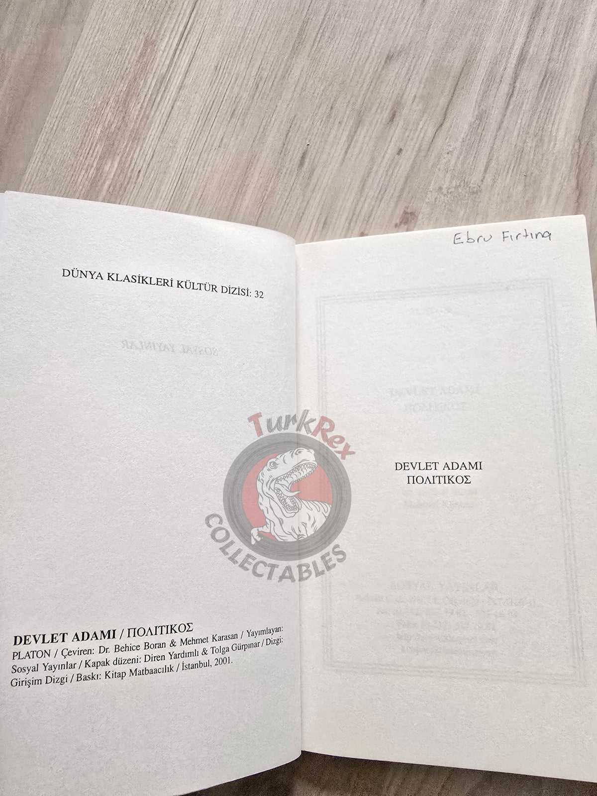 Plato – Statesman 2001 Turkish Book Turkey