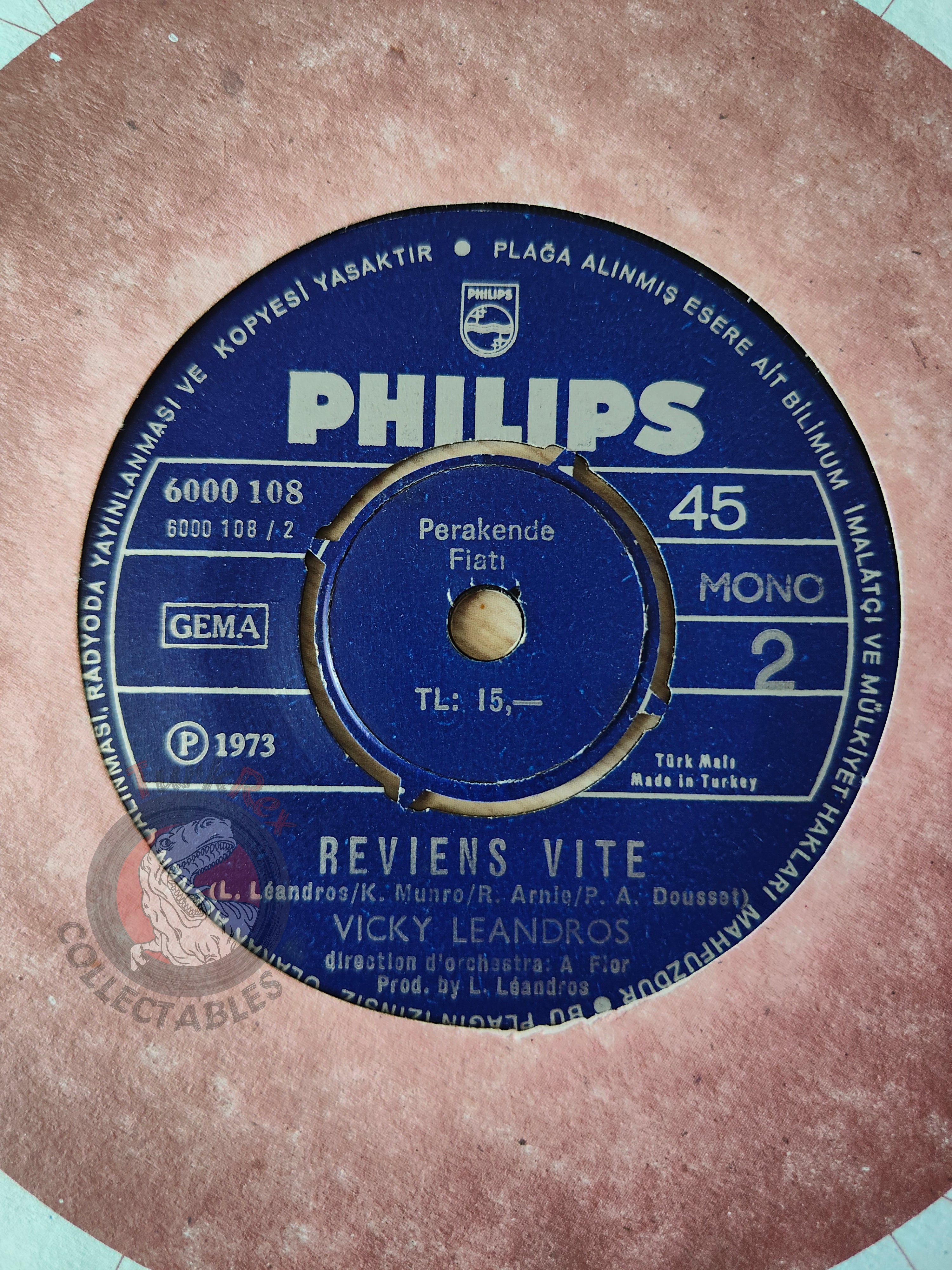 Vicky Leandros – Chante Bouzouki 7" Turkish Pressing Vinyl Turkey Edition 2