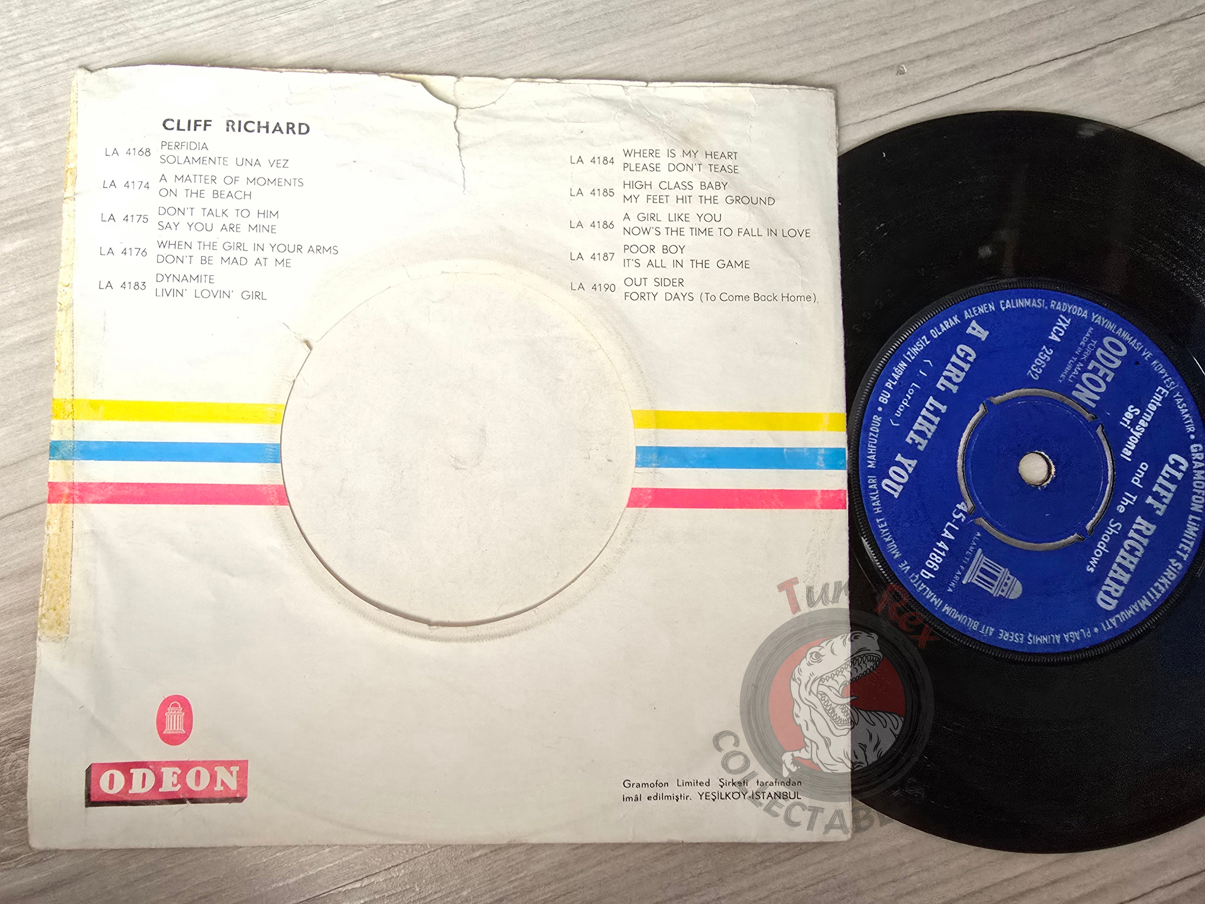Cliff Richard And The Shadows – A Girl Like You 7" Turkish Pressing Vinyl Turkey Edition