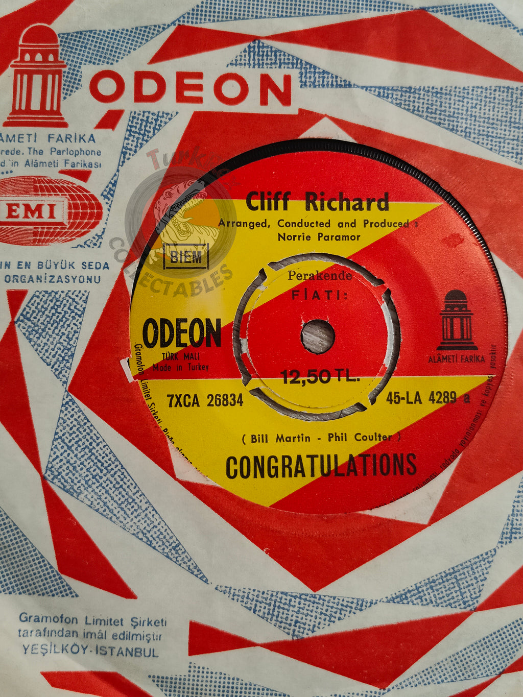Cliff Richard – Congratulations 7" Turkish Pressing Vinyl Turkey Edition