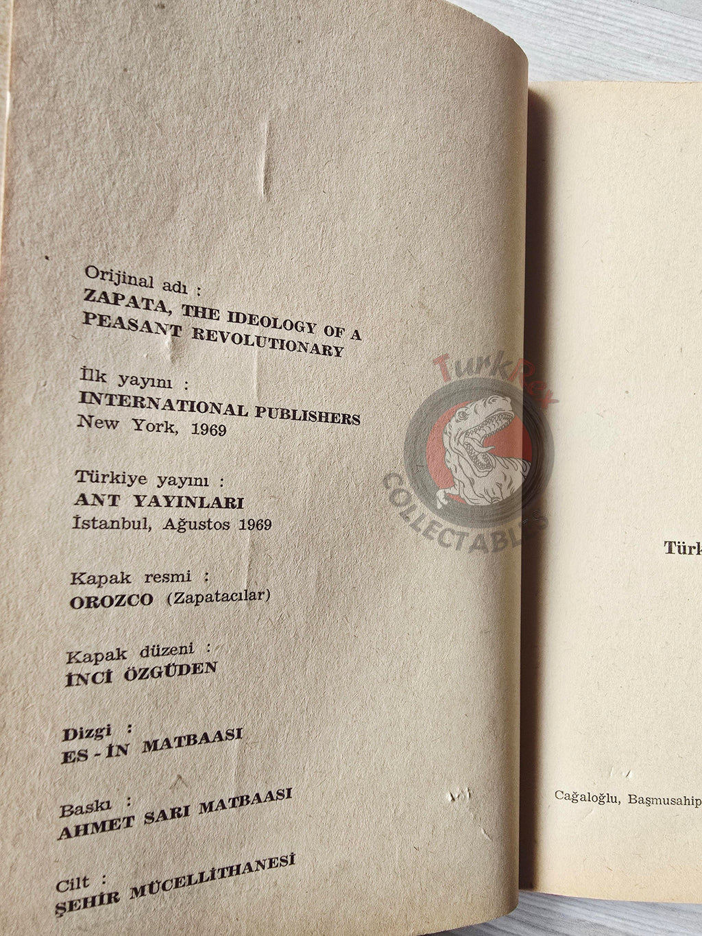 Robert P. Millon – Zapata: The Ideology of a Peasant Revolutionary 1969 1st Turkish Book Turkey