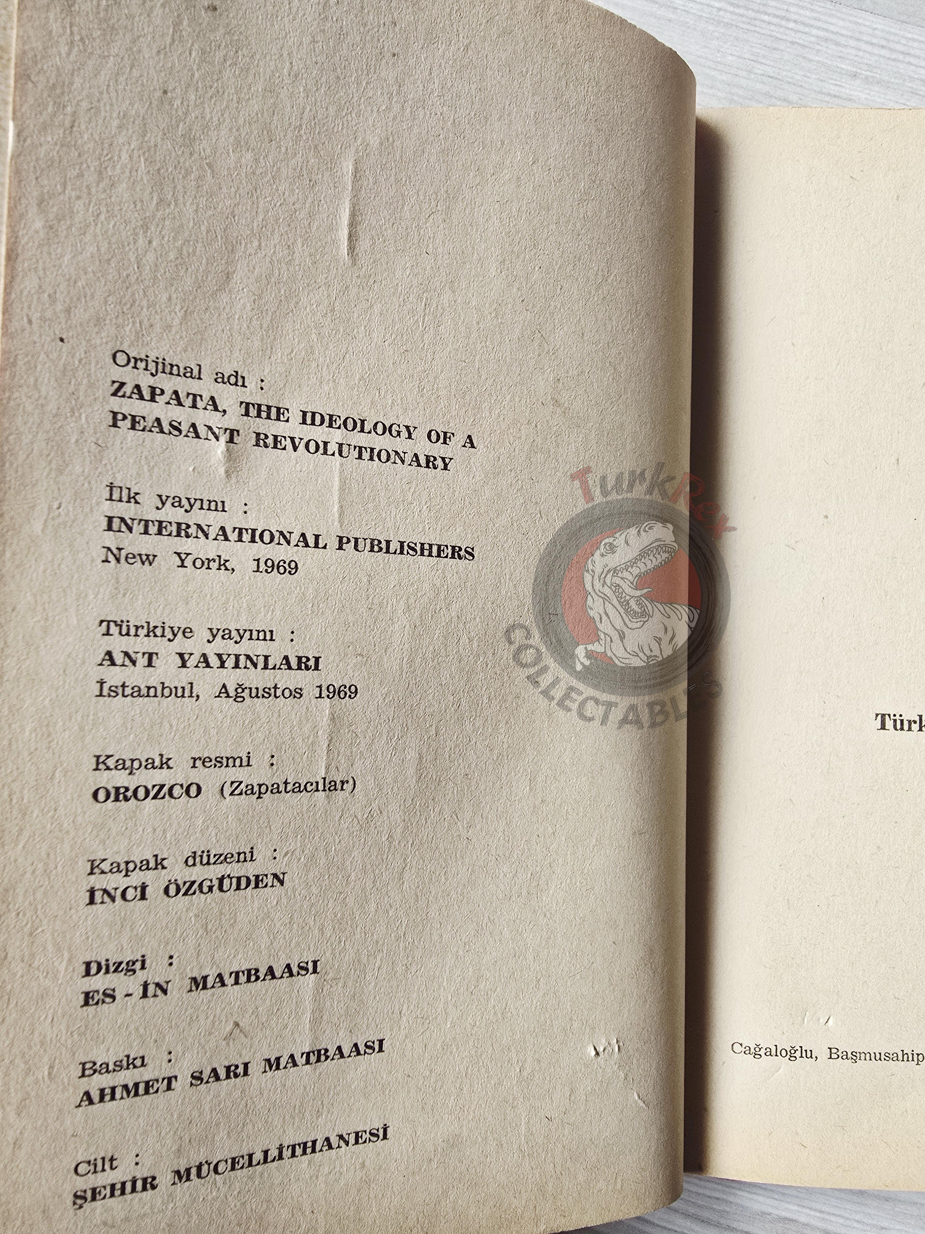 Robert P. Millon – Zapata: The Ideology of a Peasant Revolutionary 1969 1st Turkish Book Turkey