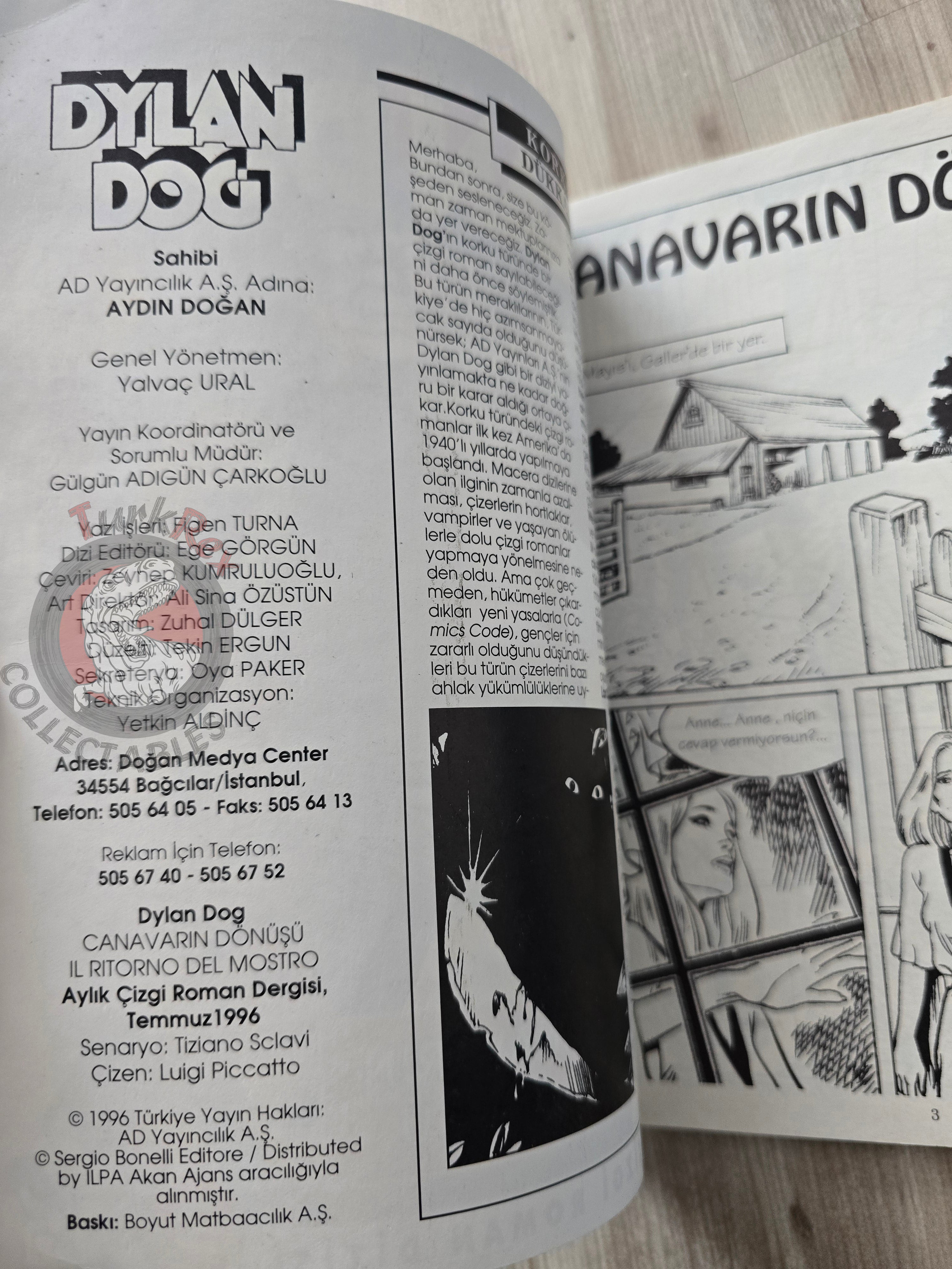 Dylan Dog #3 1996 Turkish Comic Turkey #8 Il ritorno del mostro
