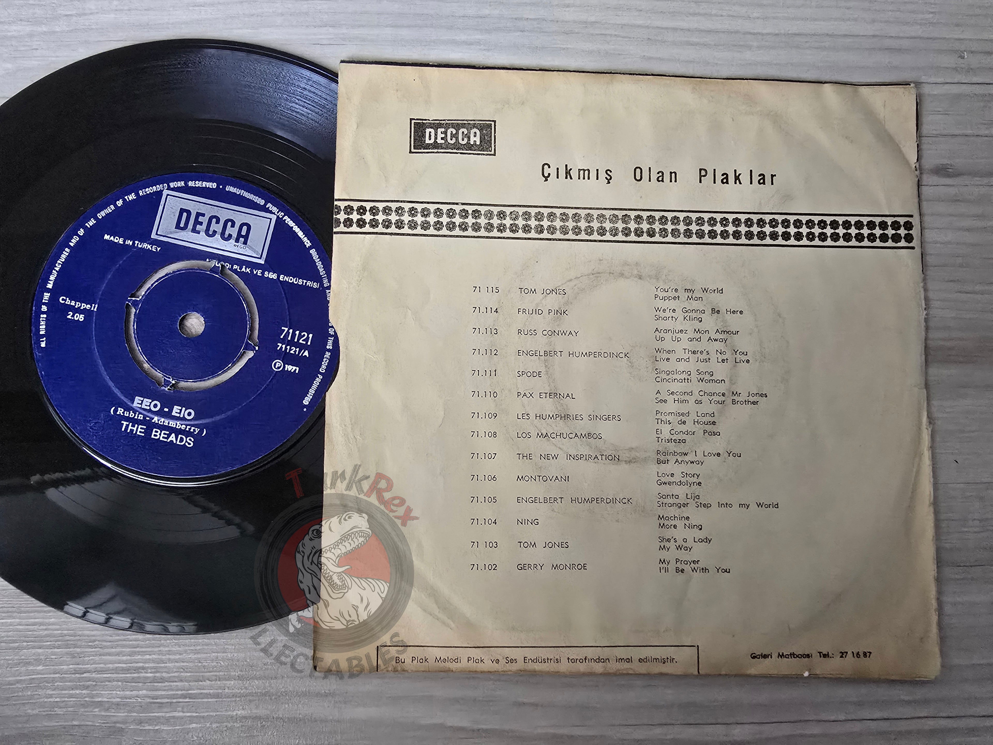 The Beads – Eeo-Eio 7" Turkish Pressing Vinyl Turkey Edition