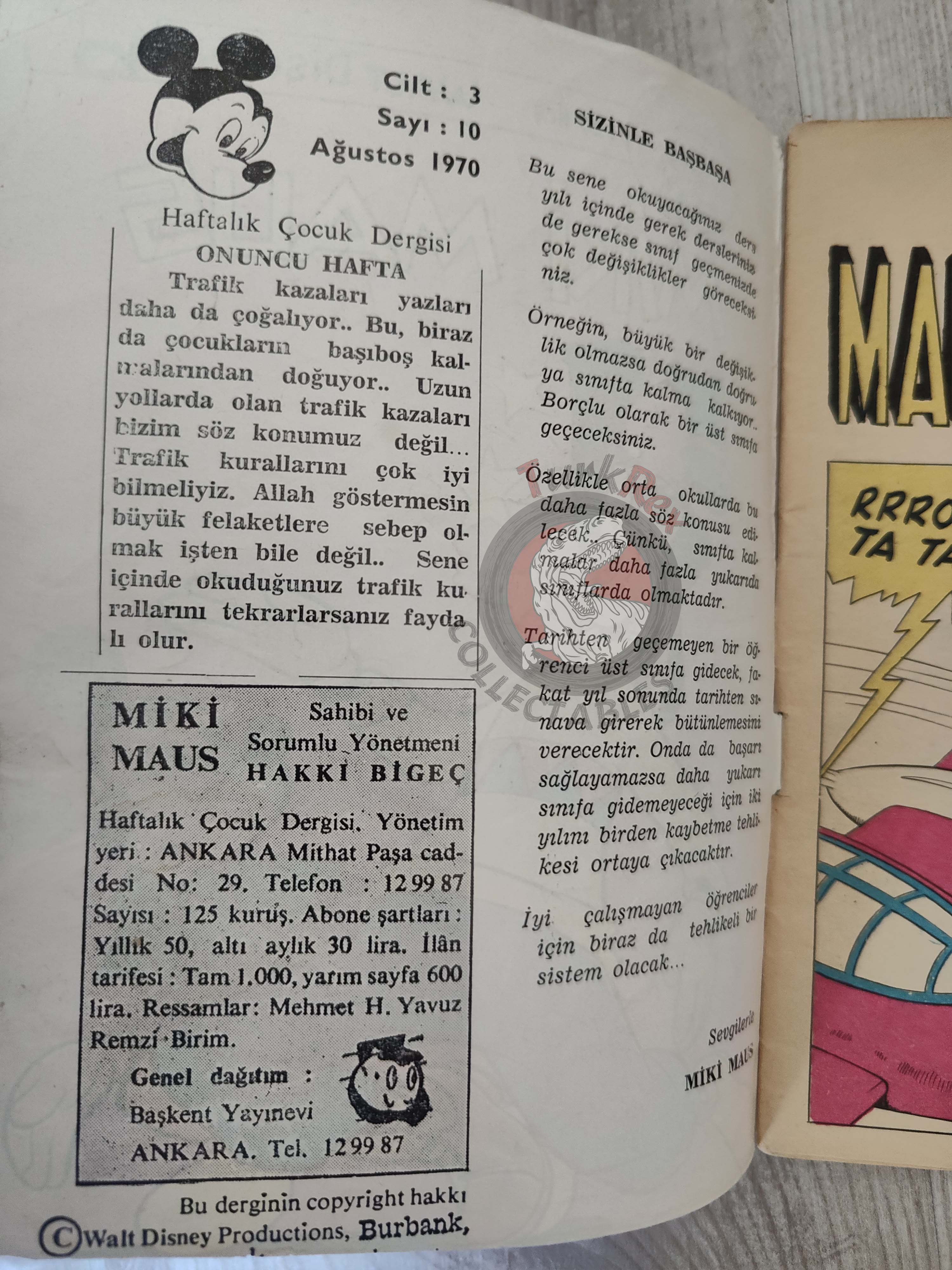 Mickey Mouse Mag #10 1970 Turkish Comic Turkey Walt Disney Donald Duck